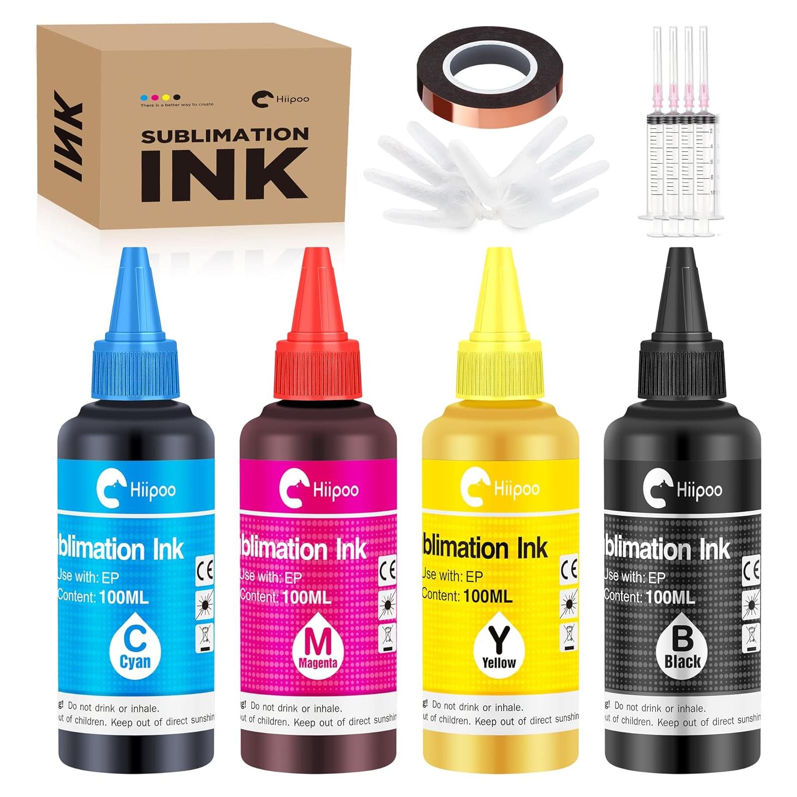 Botellas de Tinta de Sublimación Hiipoo 4x100ml para Impresoras