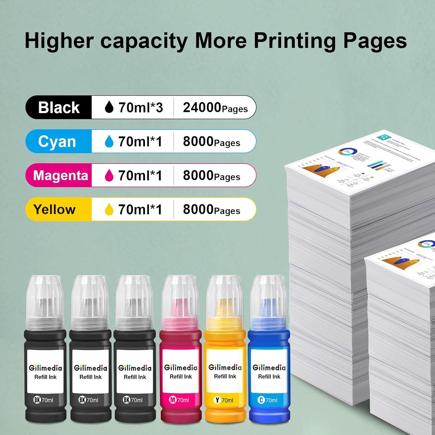 Botellas de Recarga de Tinta Gilimedia 522 para Epson 70ml