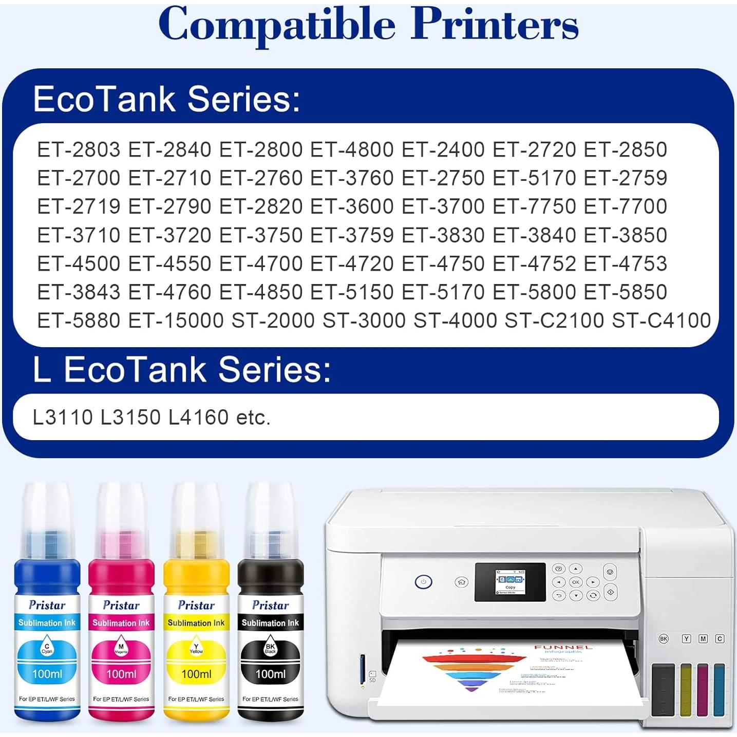Tinta de Sublimación Pristar 400 ml para Impresoras Ecotank
