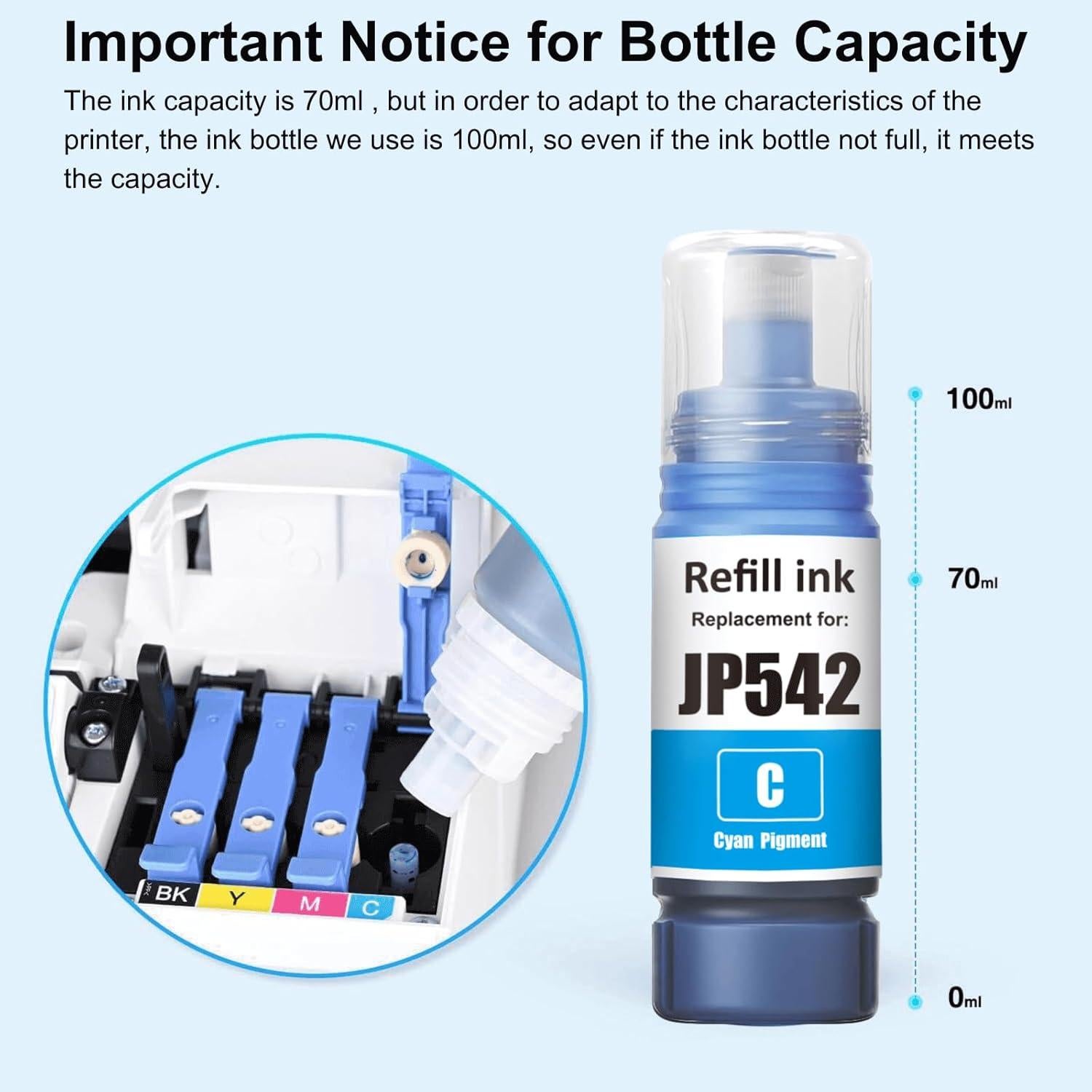 Botellas de Tinta Amarilla Pigmento JoyPrinting 542 (2x70ml)
