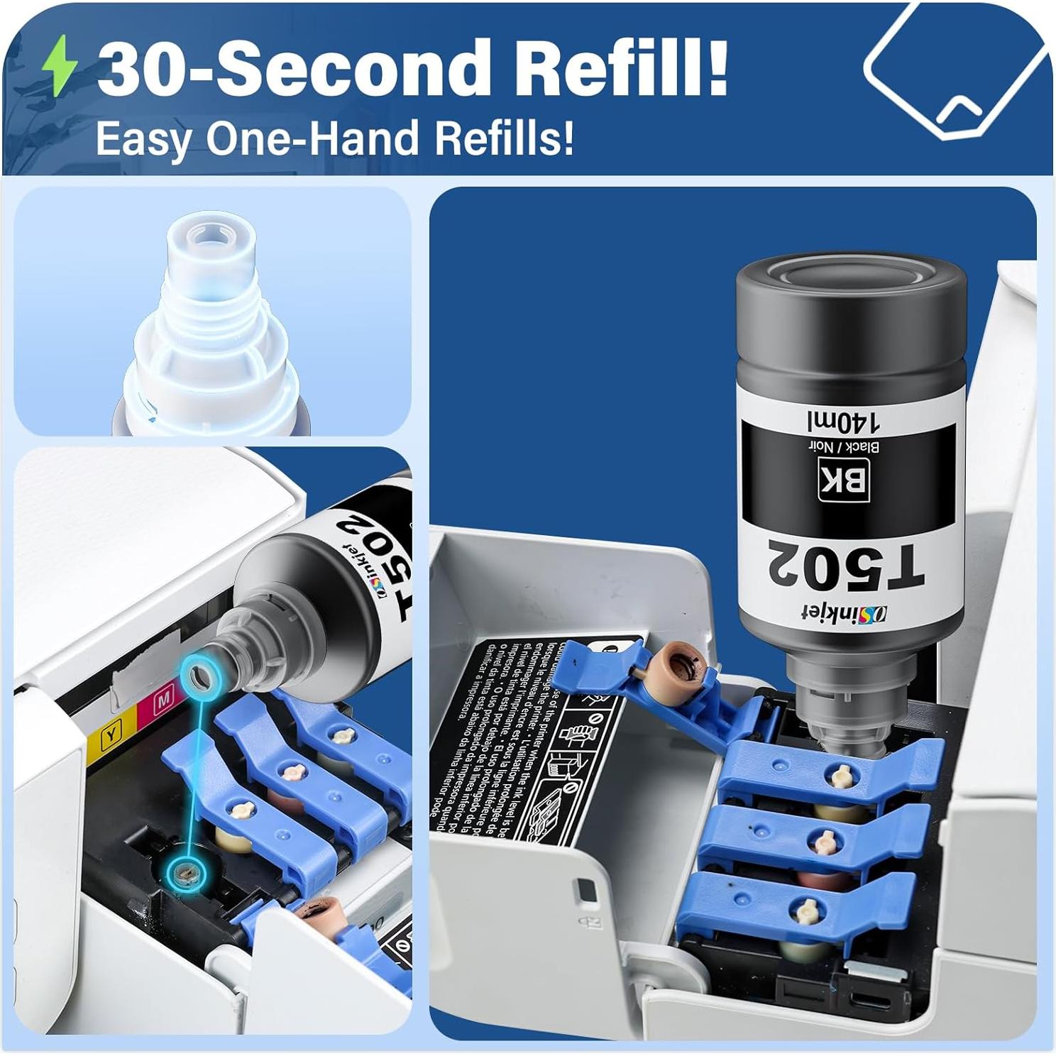 Botellas de Recarga de Tinta 502 Osinkjet Paquete de 4