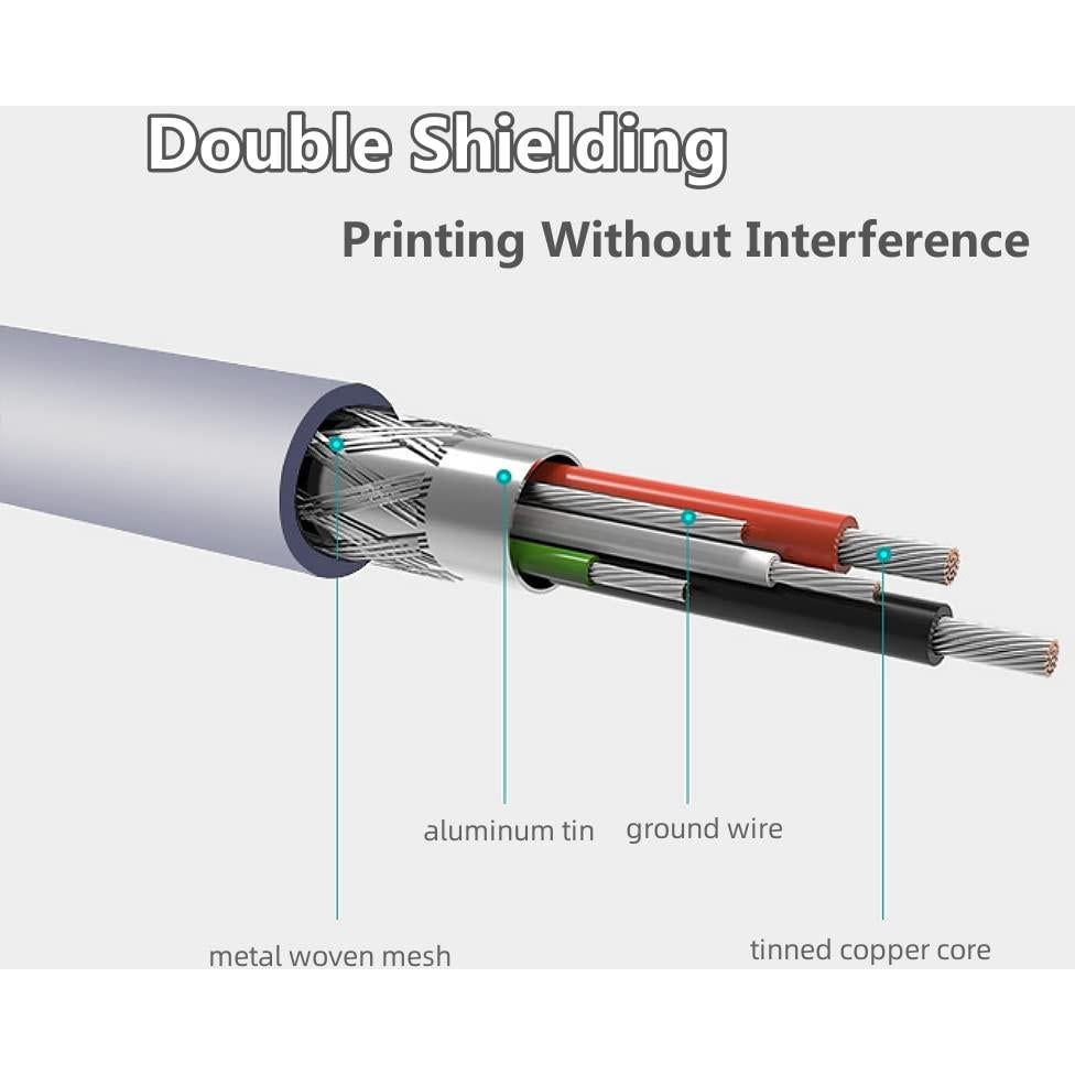 Cable de Impresora USB 2.0 Qjin 3 Metros para Canon, Epson, HP