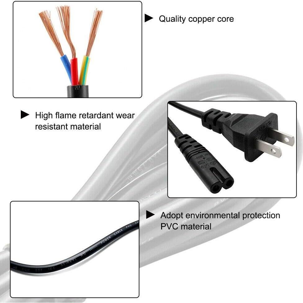 Cable de Alimentación 2 Clavijas NTQinParts 1.52m para Epson EcoTank