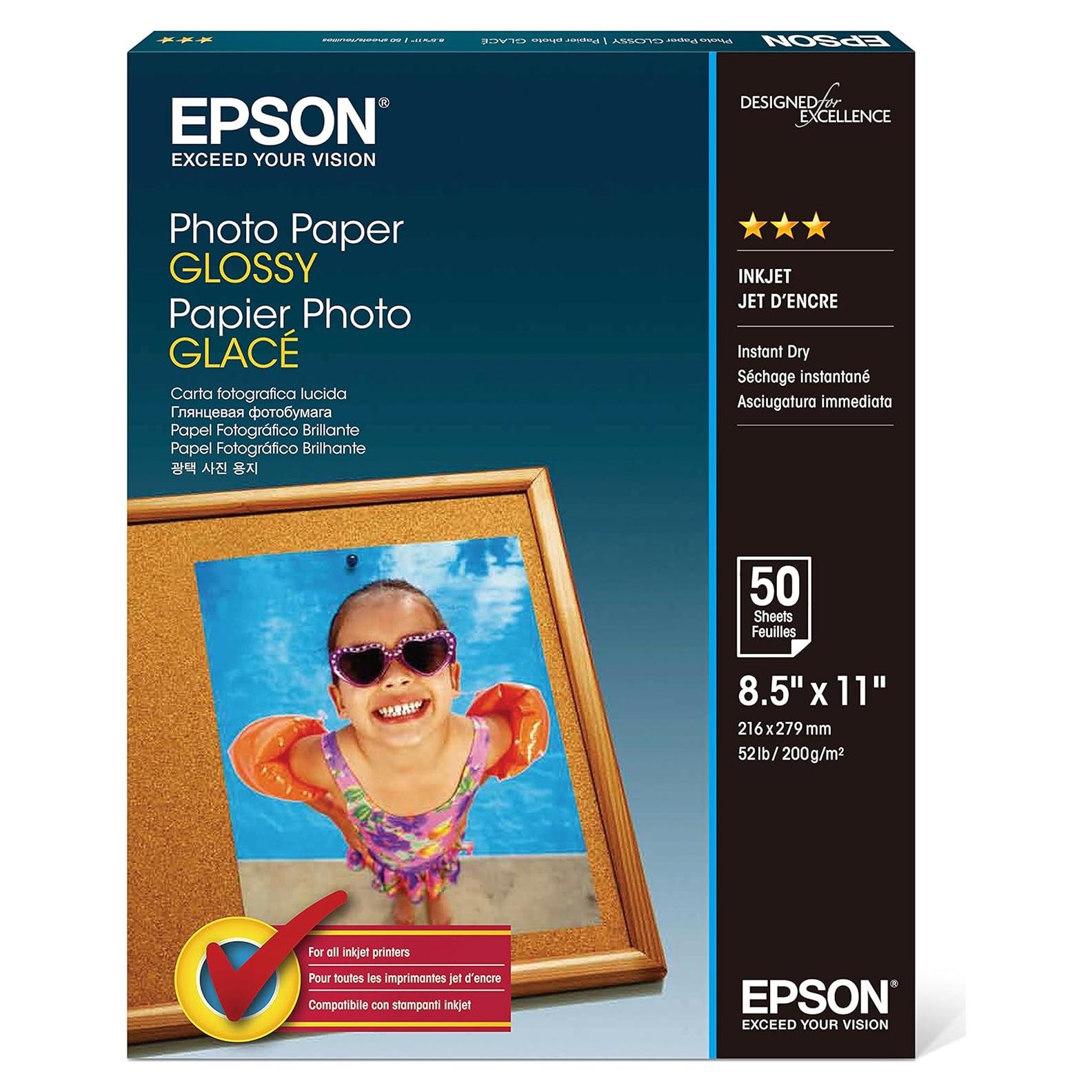 Papel Fotográfico Brillante Epson S041649 21.6x27.9cm 50 Hojas