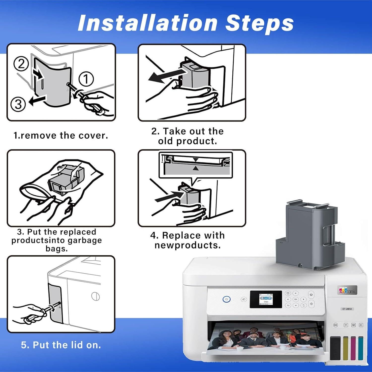 Reemplazo Almohadilla de Tinta Residual INKROBAT para Ecotank ET-2850 ET-2760 ET-2750 ET-2700