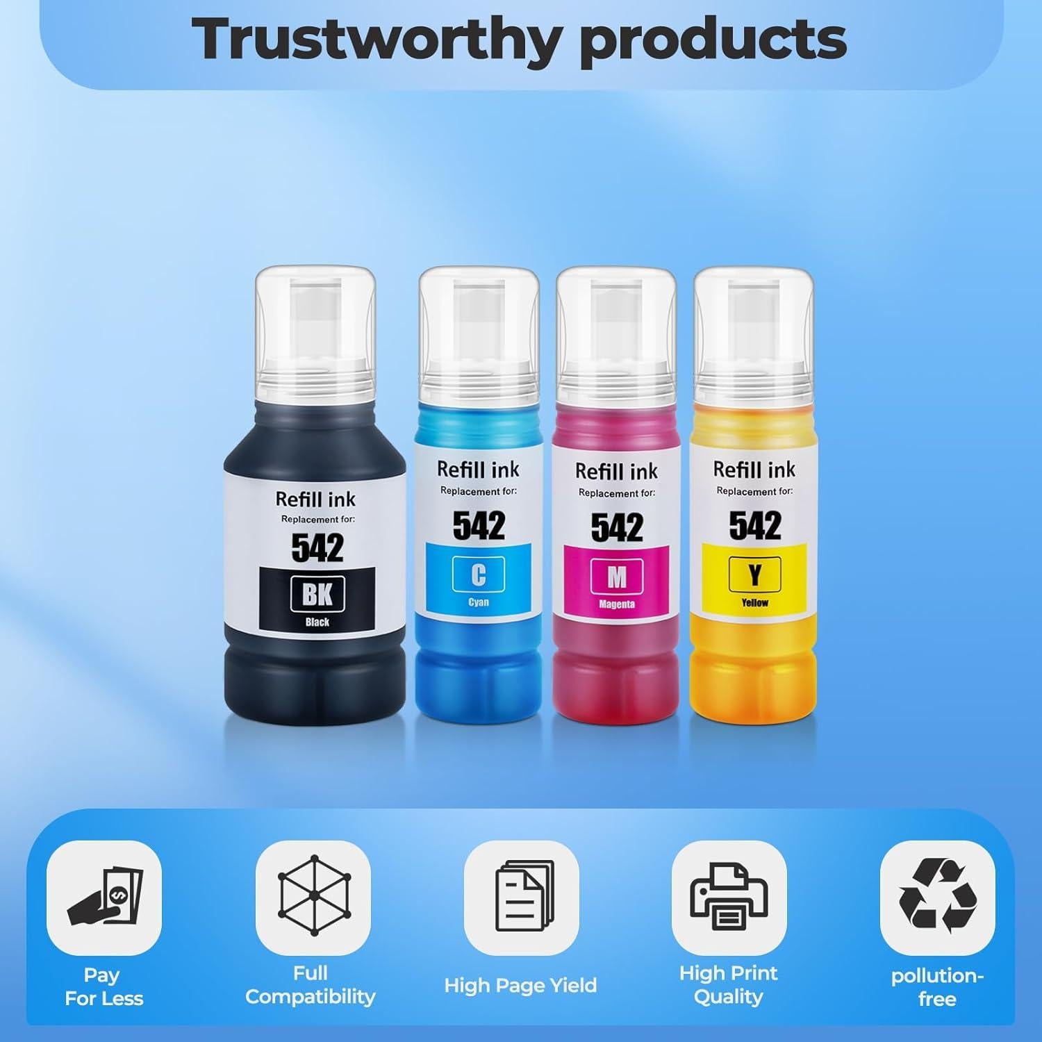 Botellas de Recarga de Tinta 542 SERENDIPITS Paquete de 4