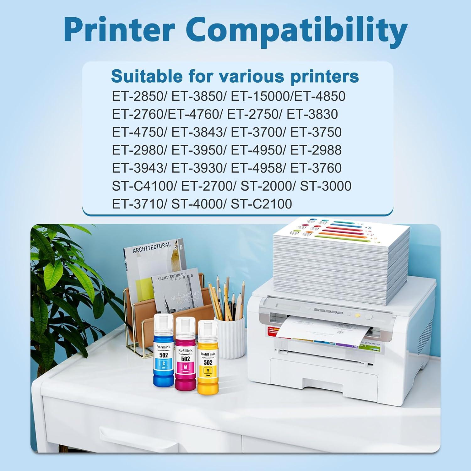 Botellas de Tinta Color 502 DEEIYUER para Impresoras EcoTank