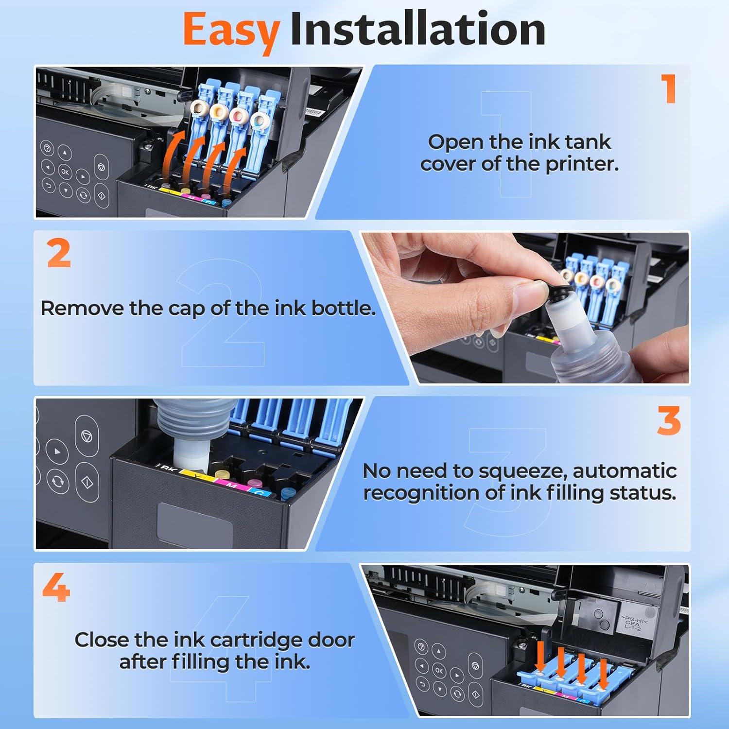 Botellas de Recarga de Tinta 502 PFXNJDEQ Paquete de 4