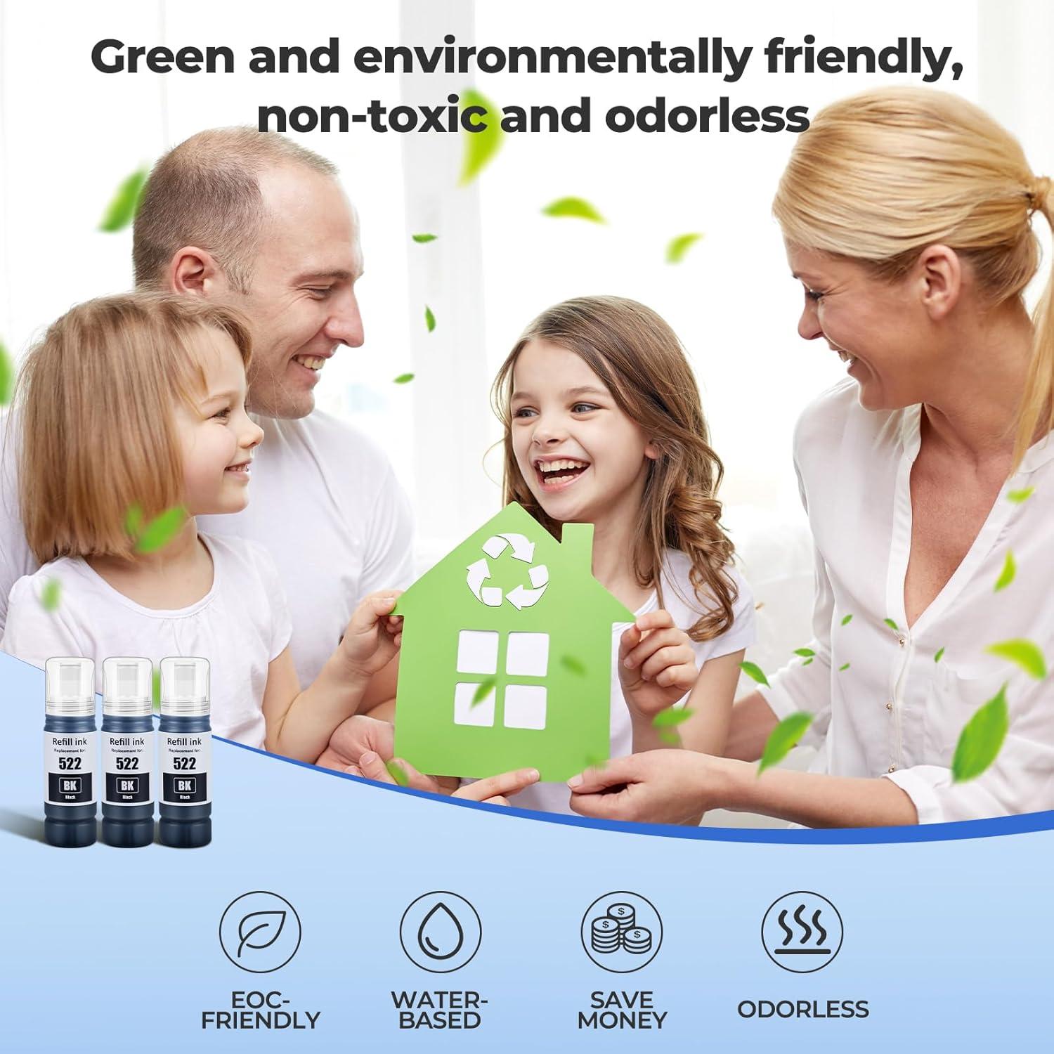 Botellas de Recarga de Tinta Negra 522 Trokliey 300ml