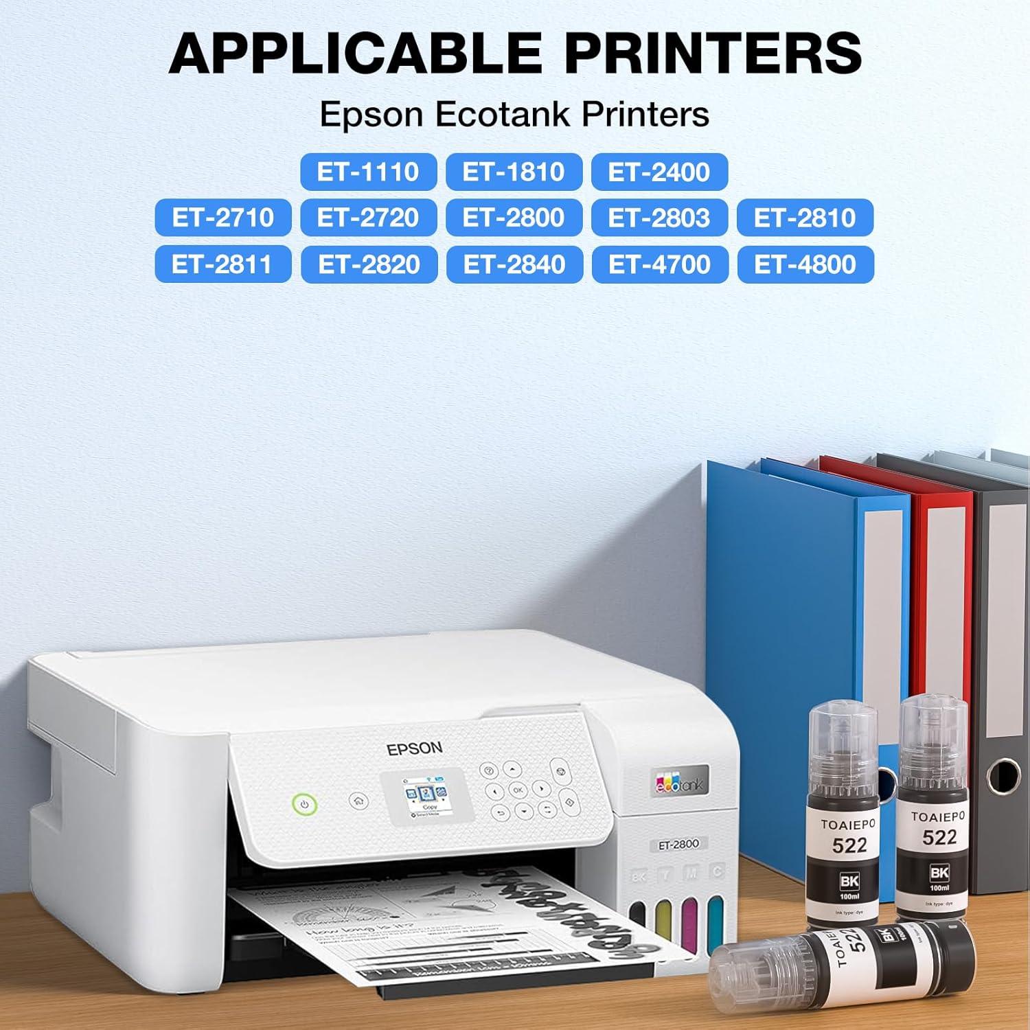 Botellas de Tinta de Recarga Negra TOAIEPO 522 - 3 x 100ml