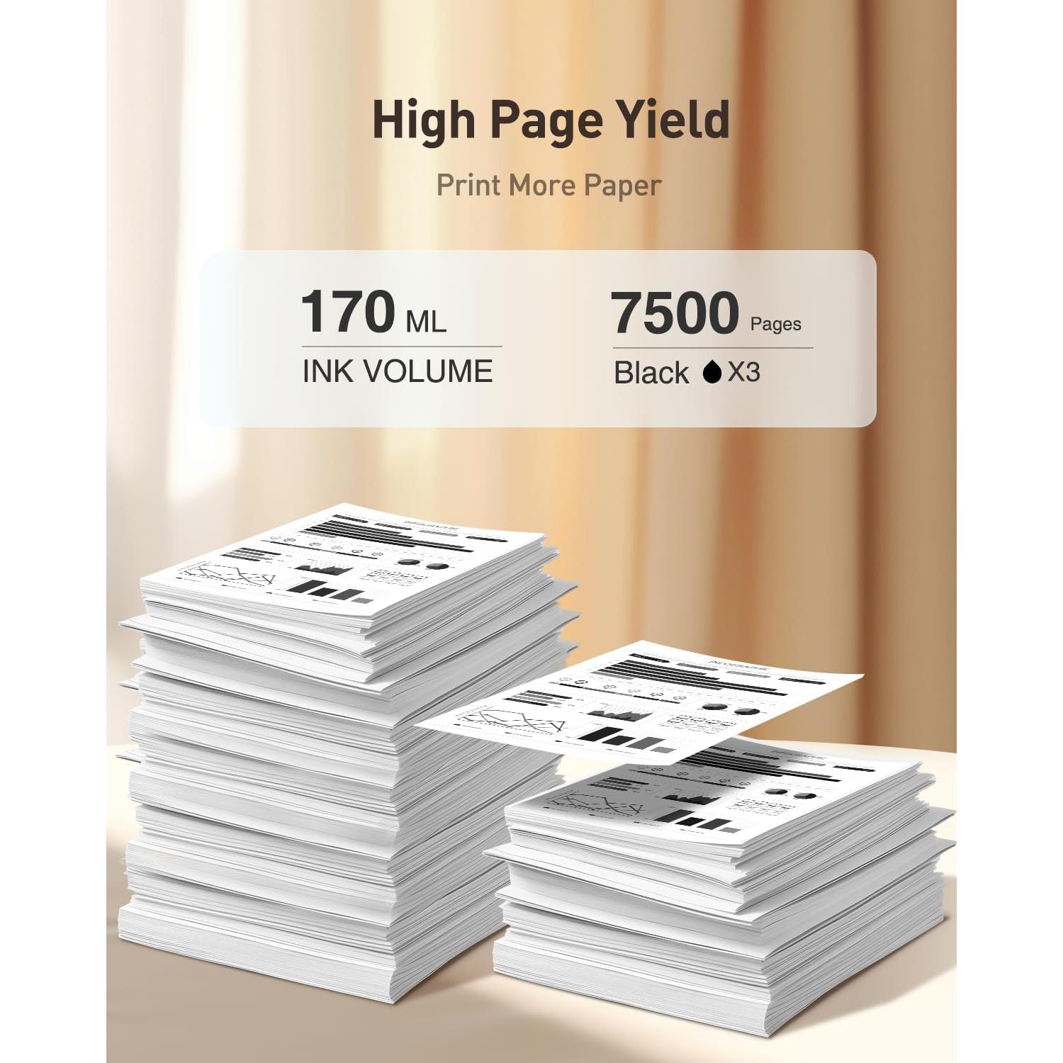 Tinta Negra Pigmento InkXwise 502 para Epson Ecotank - 3 Botellas