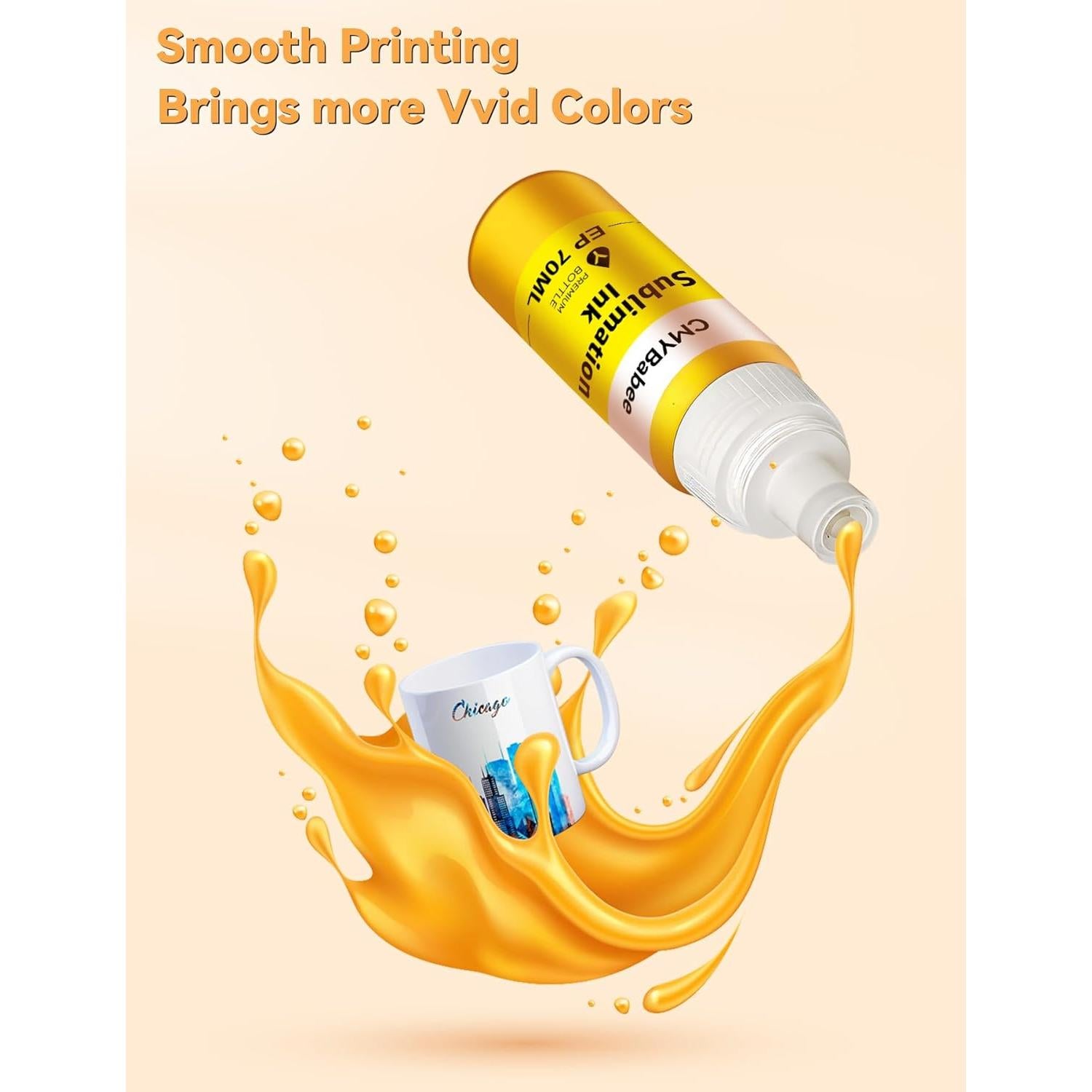 Botellas de Tinta de Sublimación CMYBabee para Epson 4 Pzs