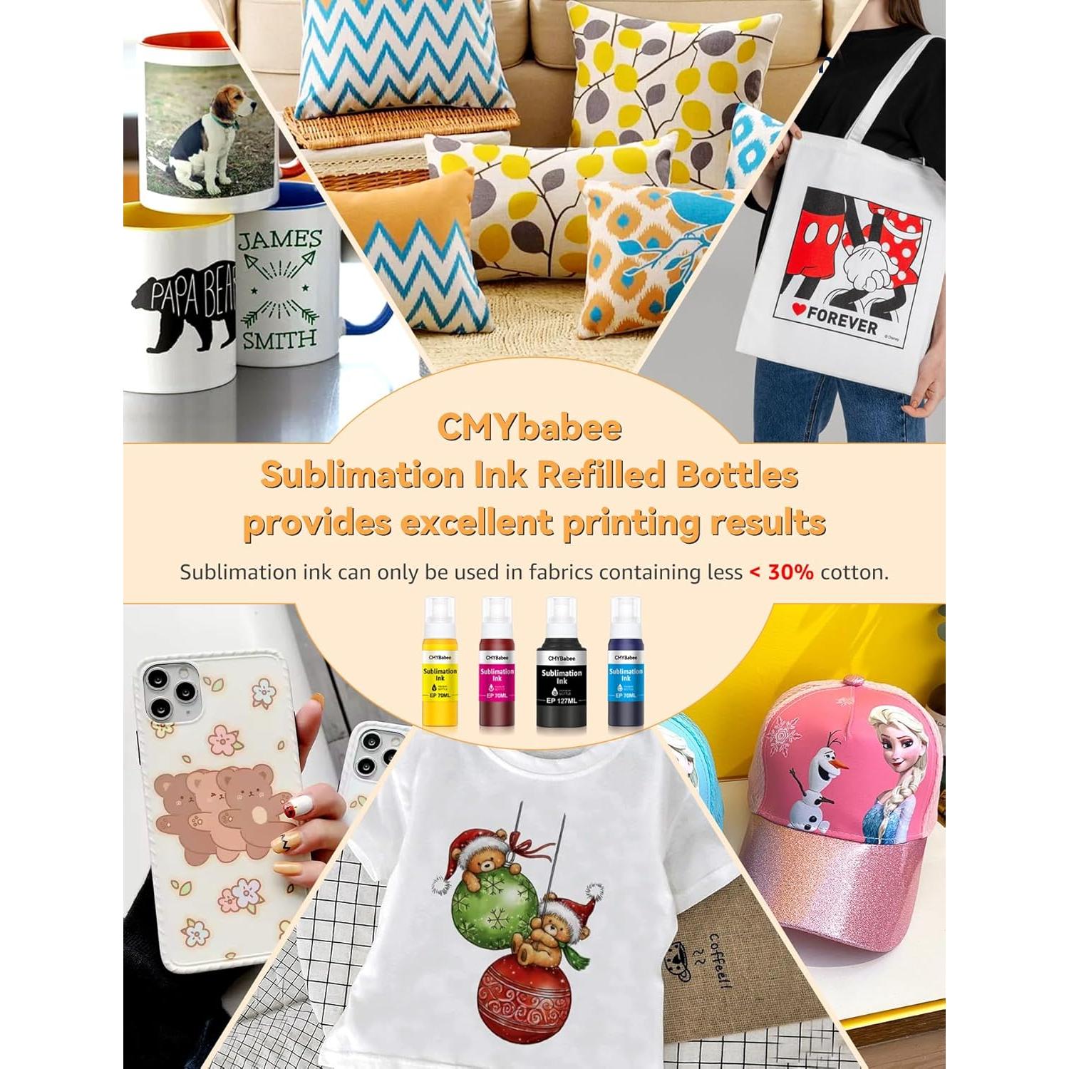 Botellas de Tinta de Sublimación CMYBabee para Epson 4 Pzs