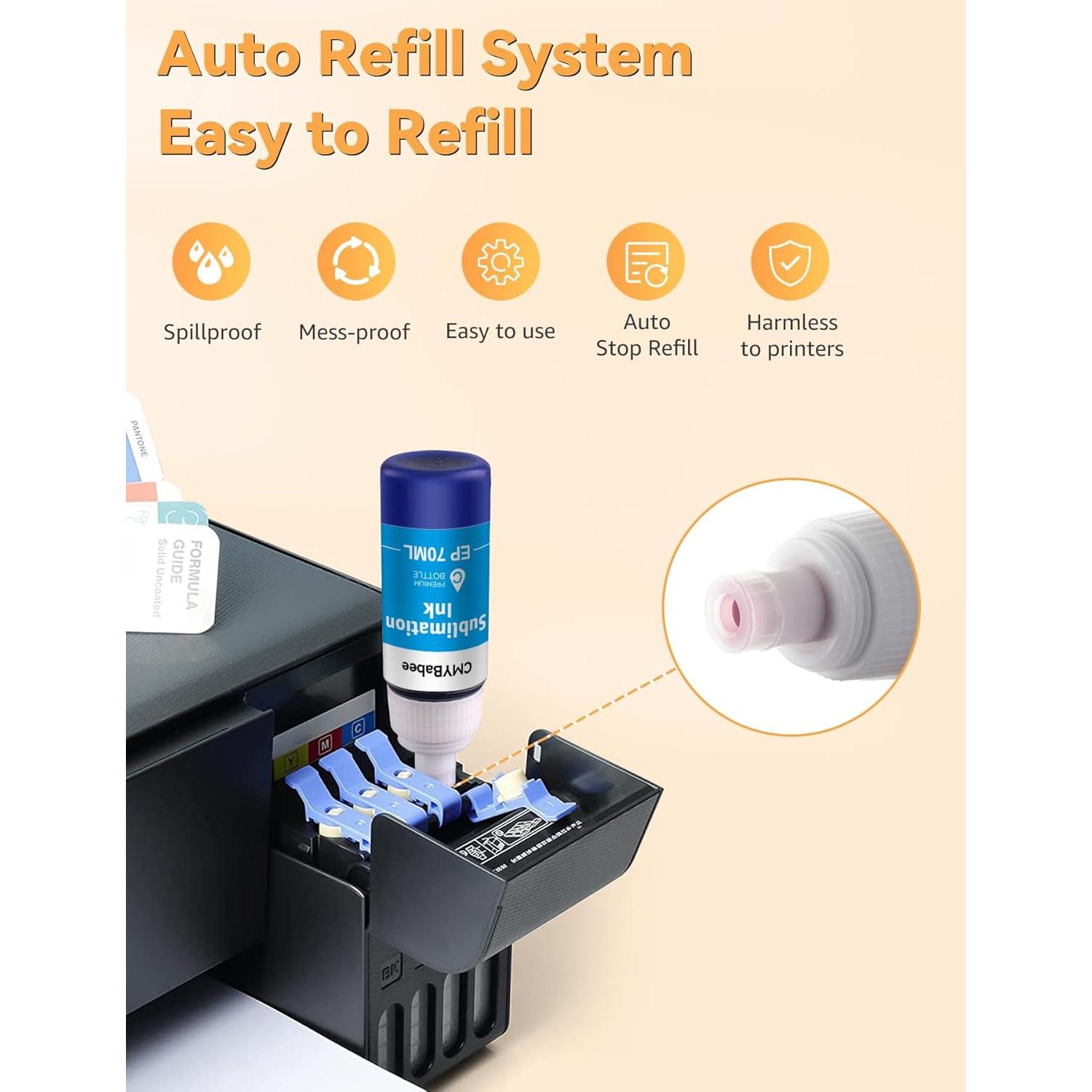 Botellas de Tinta de Sublimación CMYBabee para Epson 4 Pzs