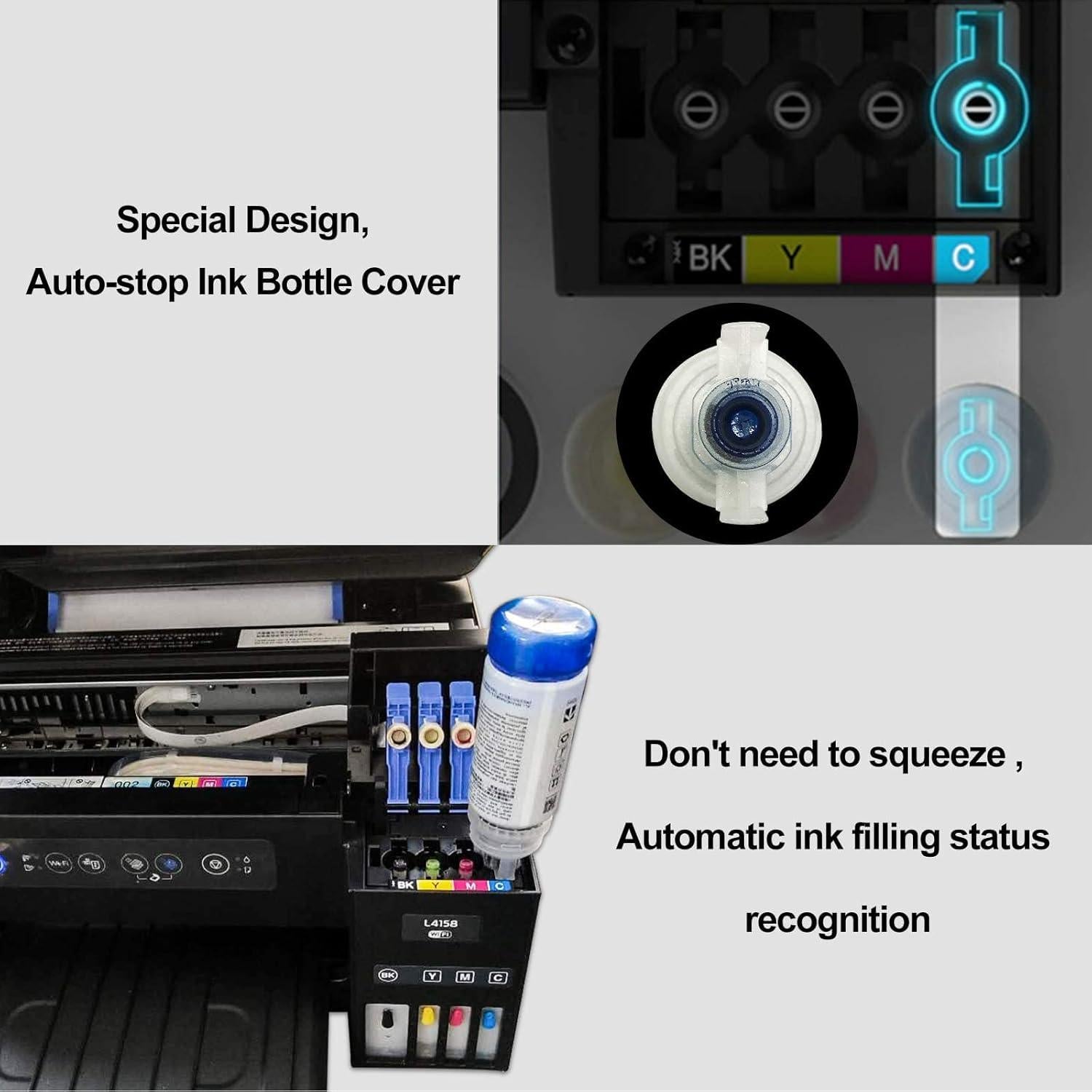 Botellas de Tinta de Recarga SGL Tech T502 para Ecotank 4 Pack