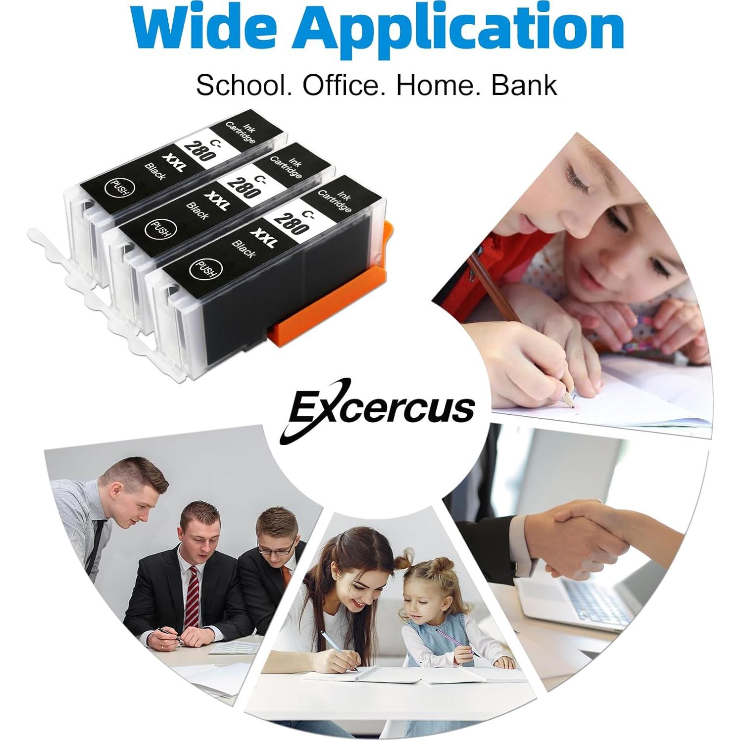 Cartuchos de tinta negra EXCERCUS PGI-280XXL 3 Pack 27ml