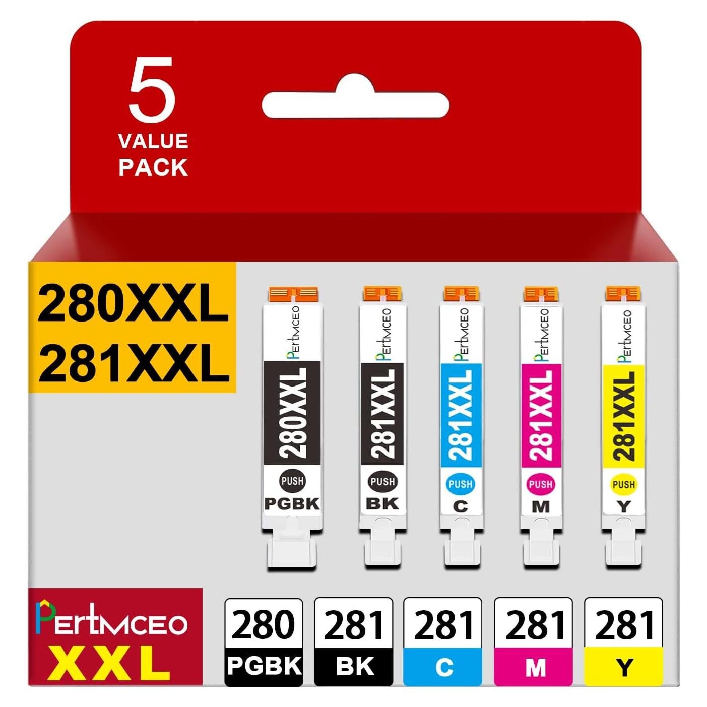 Cartuchos de tinta compatibles Canon PGI-280 CLI-281 - Paquete de 5