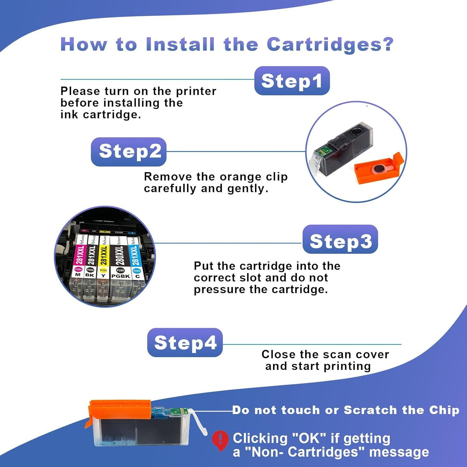Cartuchos de tinta compatibles Canon PGI-280 CLI-281 - Paquete de 5