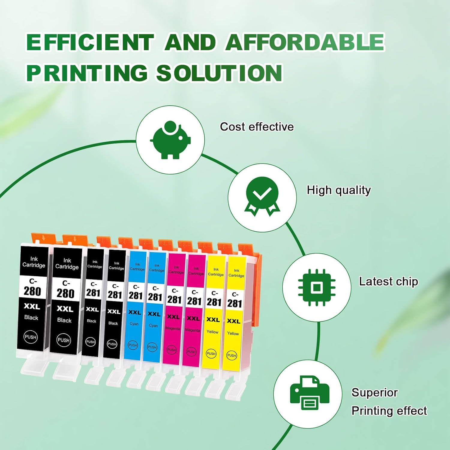 Cartuchos de tinta JoyPrinting 280 281 XXL compatibles Canon - Paquete de 10