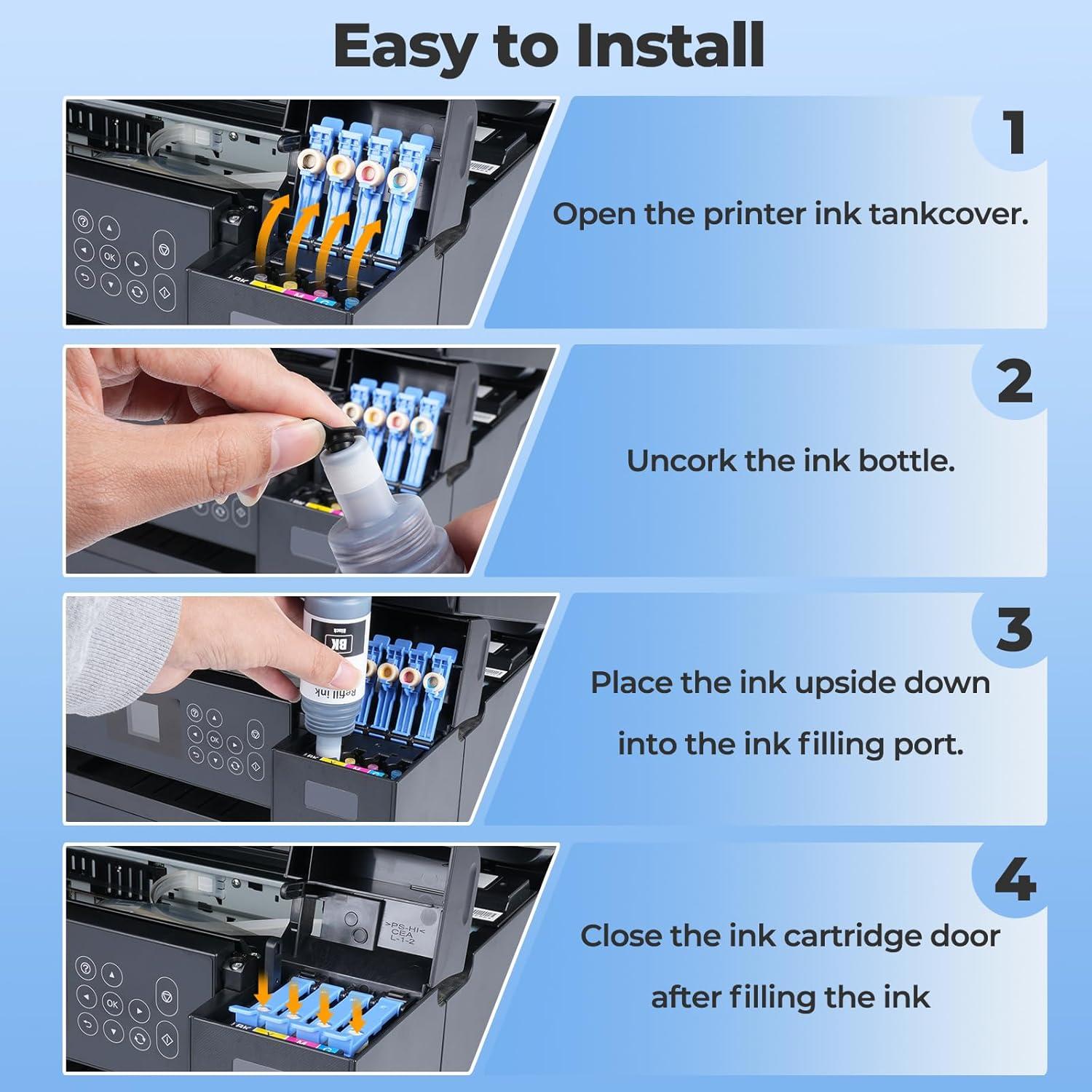 Botellas de Recarga de Tinta 522 Trokliey para Impresoras ET