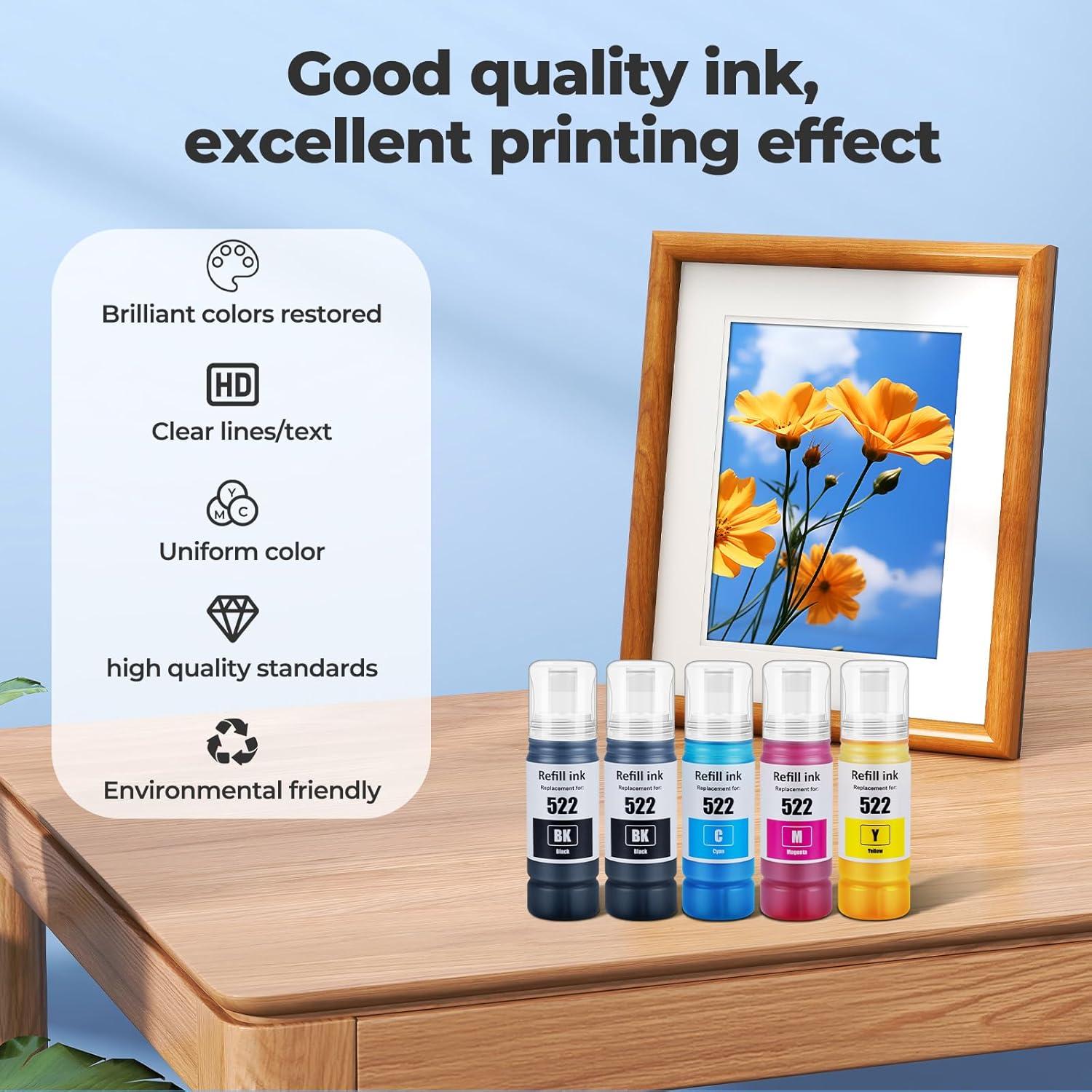 Botellas de Recarga de Tinta 522 Trokliey para Impresoras ET