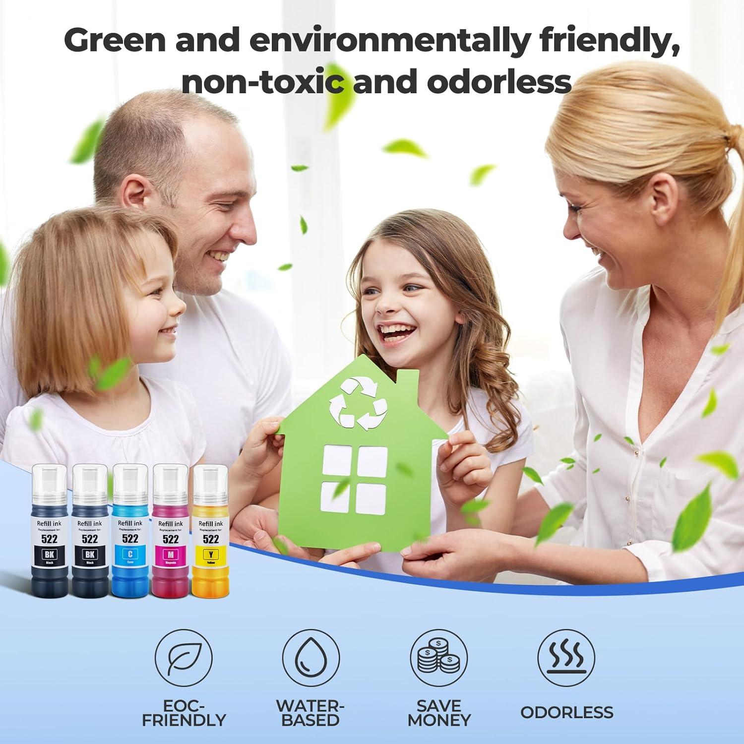 Botellas de Recarga de Tinta 522 Trokliey para Impresoras ET