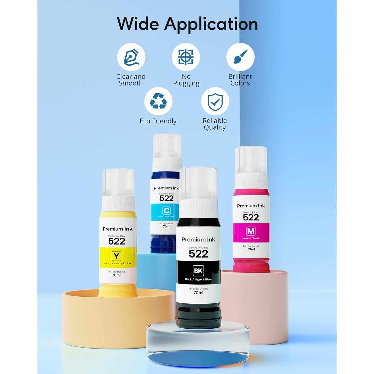 Recarga de Tinta Compatible CEEBOO 522 para Epson EcoTank