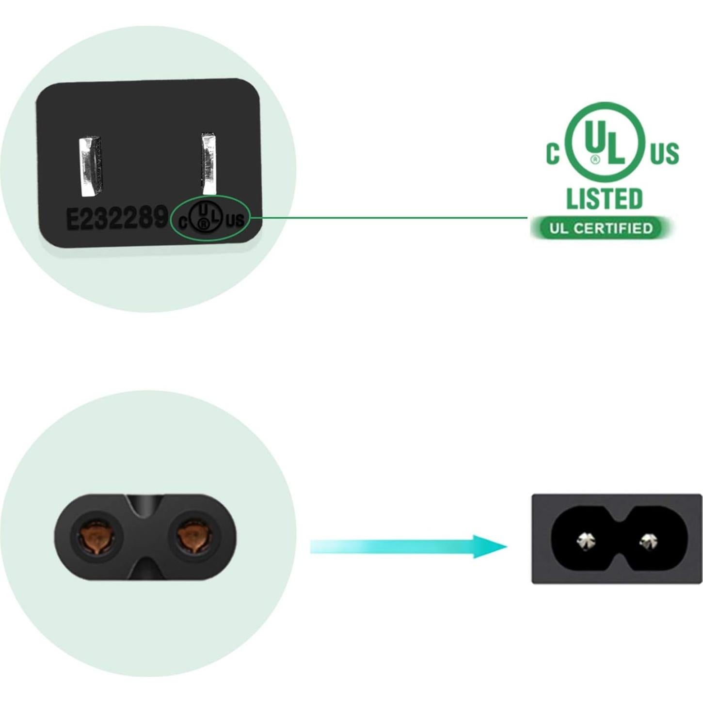 Cable de Alimentación 2 Clavijas TPLTECH 1.83m para Impresoras Epson