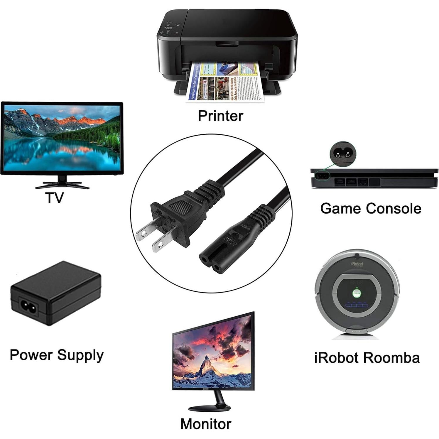 Cable de Alimentación 2 Clavijas TPLTECH 1.83m para Impresoras Epson