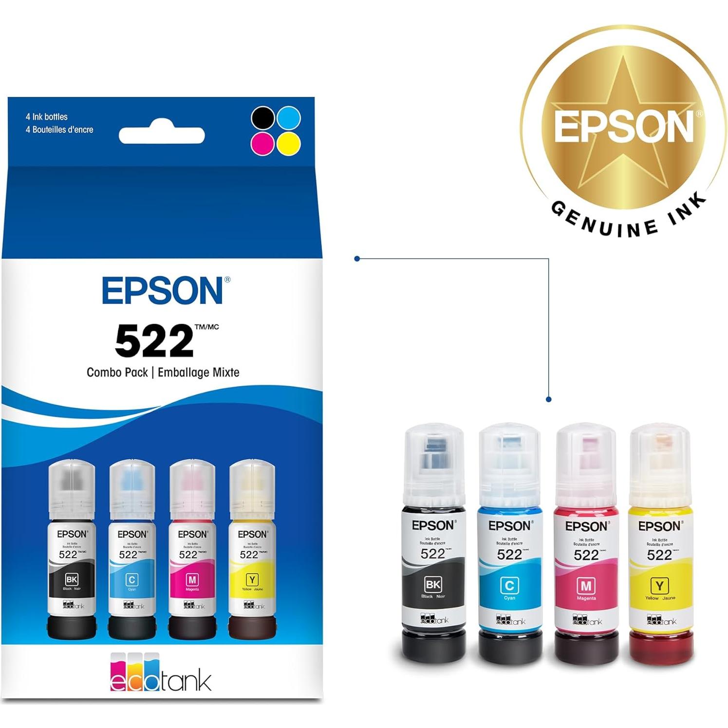 Botellas de Tinta Epson EcoTank T522120-BCS Combo Negro y Color