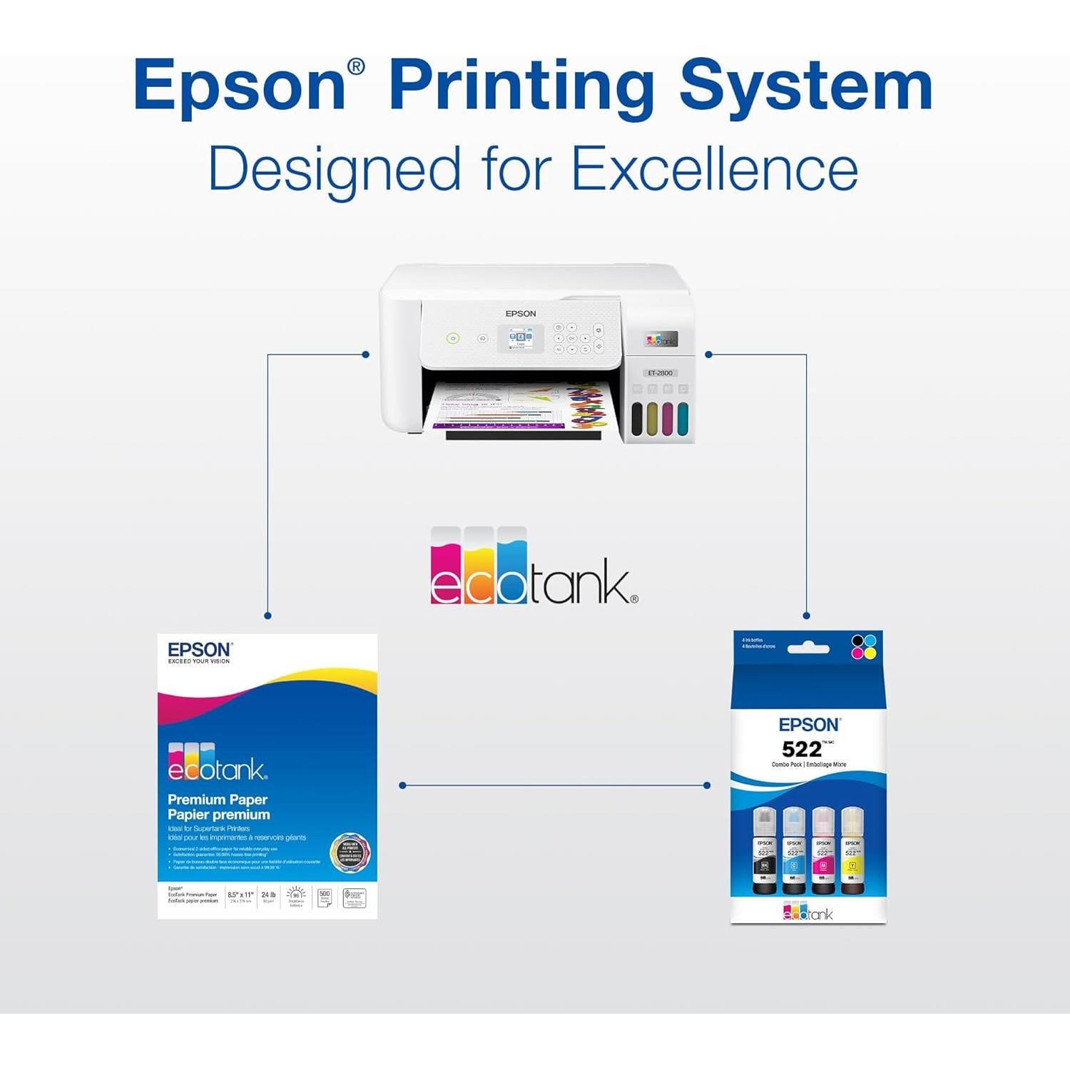 Botellas de Tinta Epson EcoTank T522120-BCS Combo Negro y Color