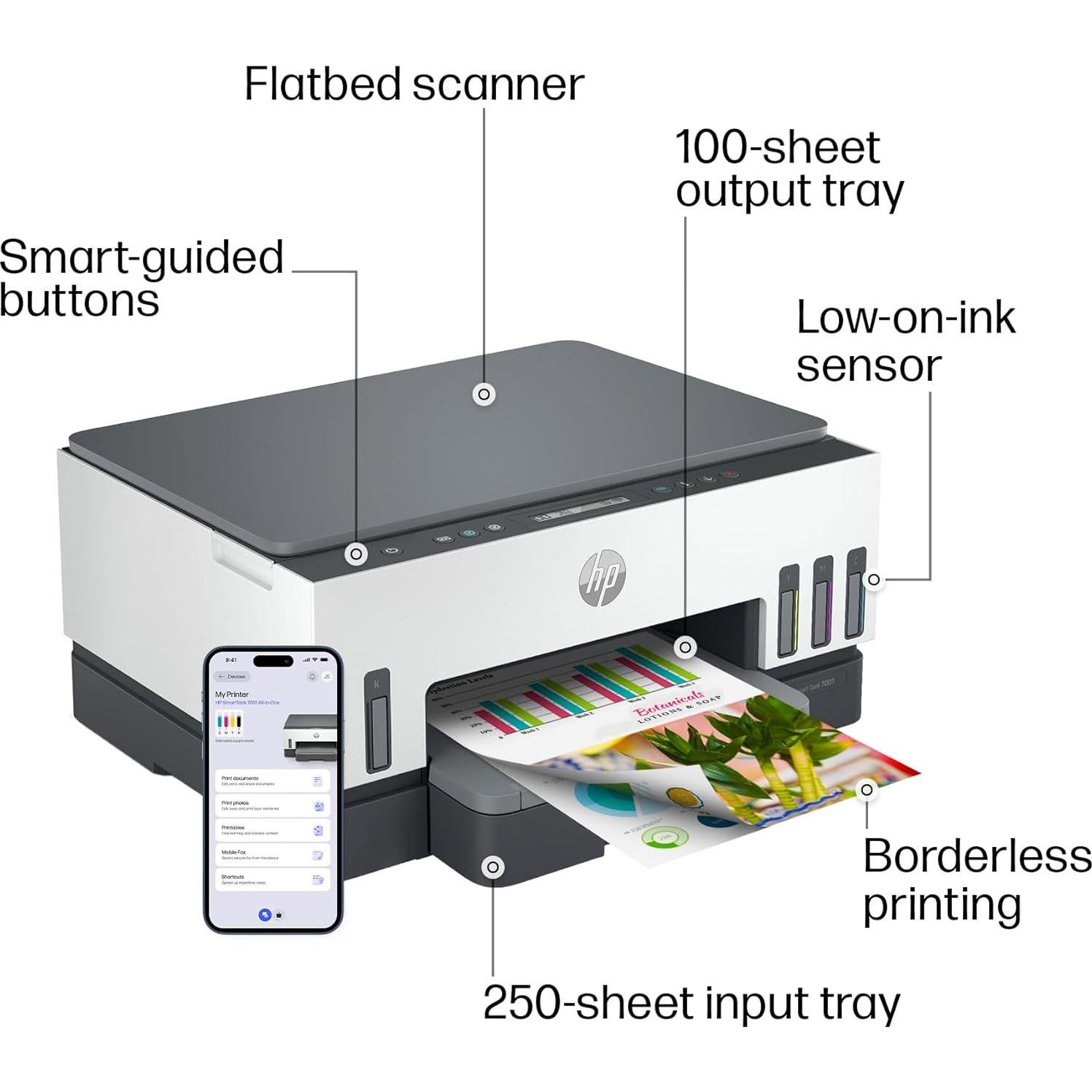 Impresora Multifuncional HP Smart Tank 7001 Inalámbrica 2 Años Tinta