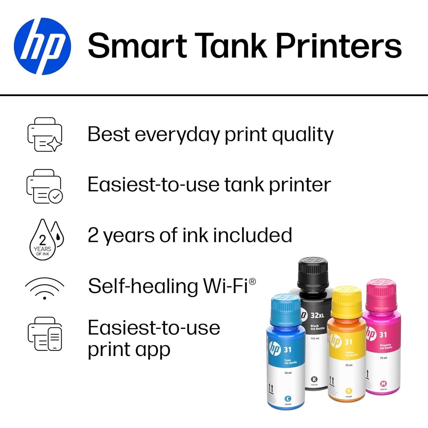 Impresora Multifuncional HP Smart Tank 7001 Inalámbrica 2 Años Tinta