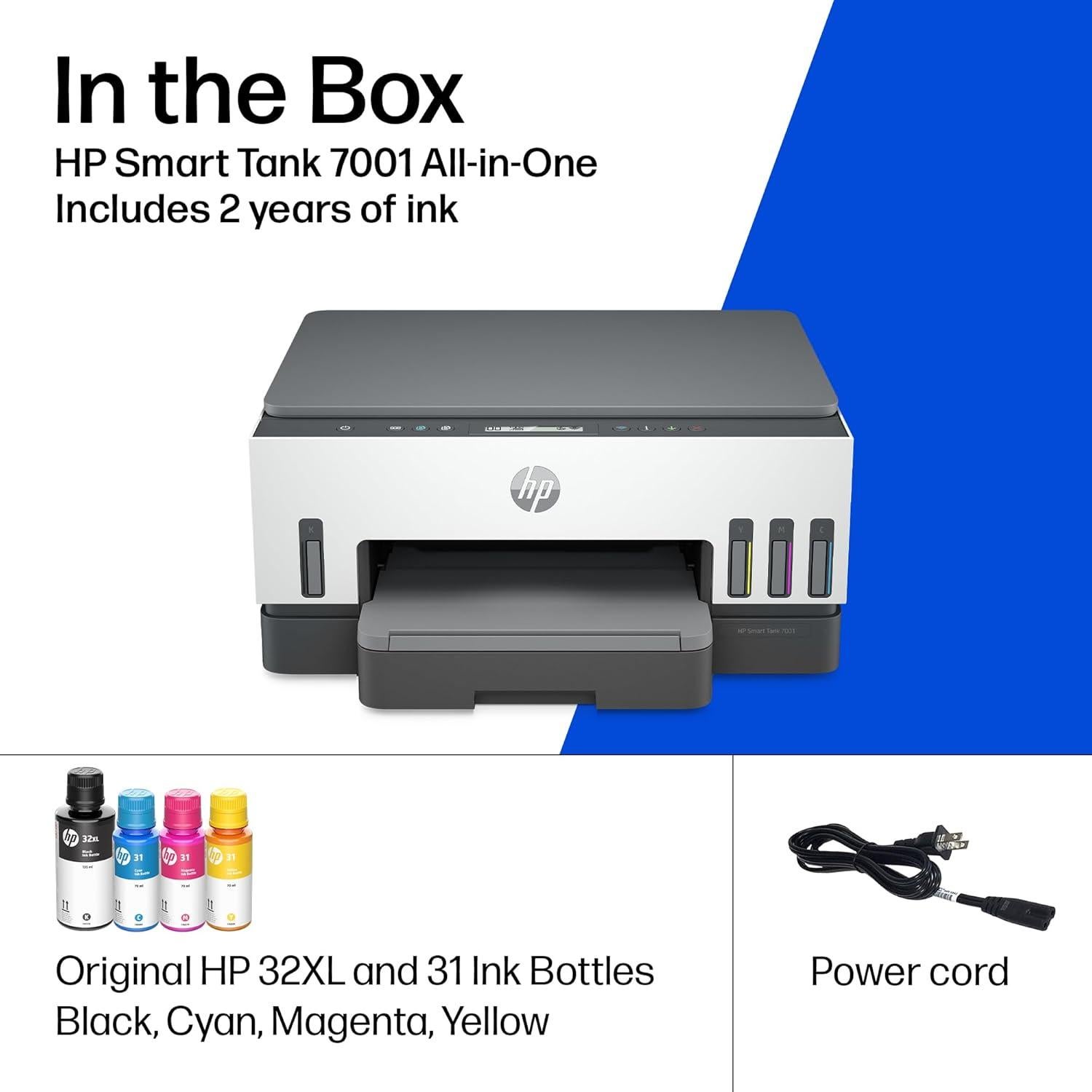 Impresora Multifuncional HP Smart Tank 7001 Inalámbrica 2 Años Tinta