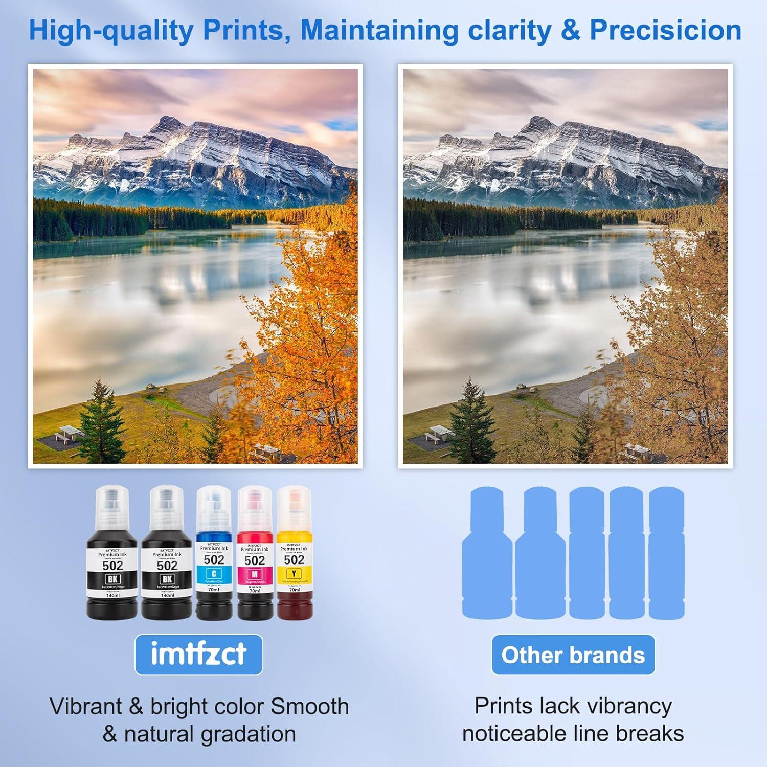 Botellas de Recarga de Tinta Compatible Epson 502 - 2x140ml Negro, 70ml Cian, Magenta, Amarillo