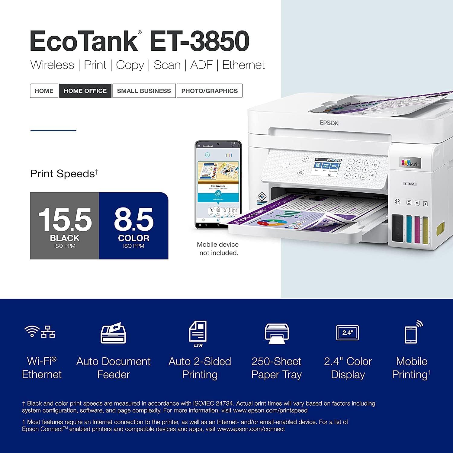 Impresora Epson EcoTank ET-3850 Inalámbrica ADF Color