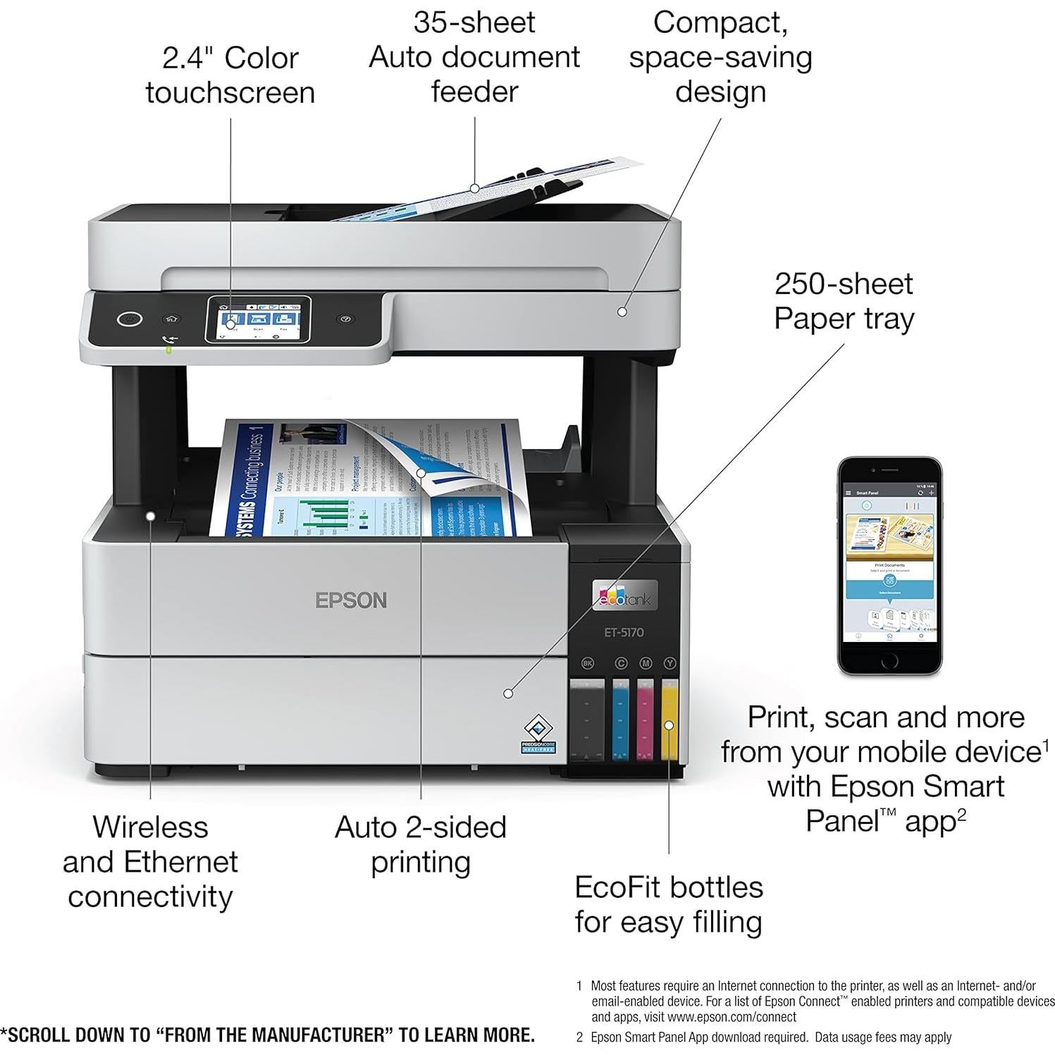 Impresora Epson EcoTank Pro ET-5170 Inalámbrica Todo-en-Uno