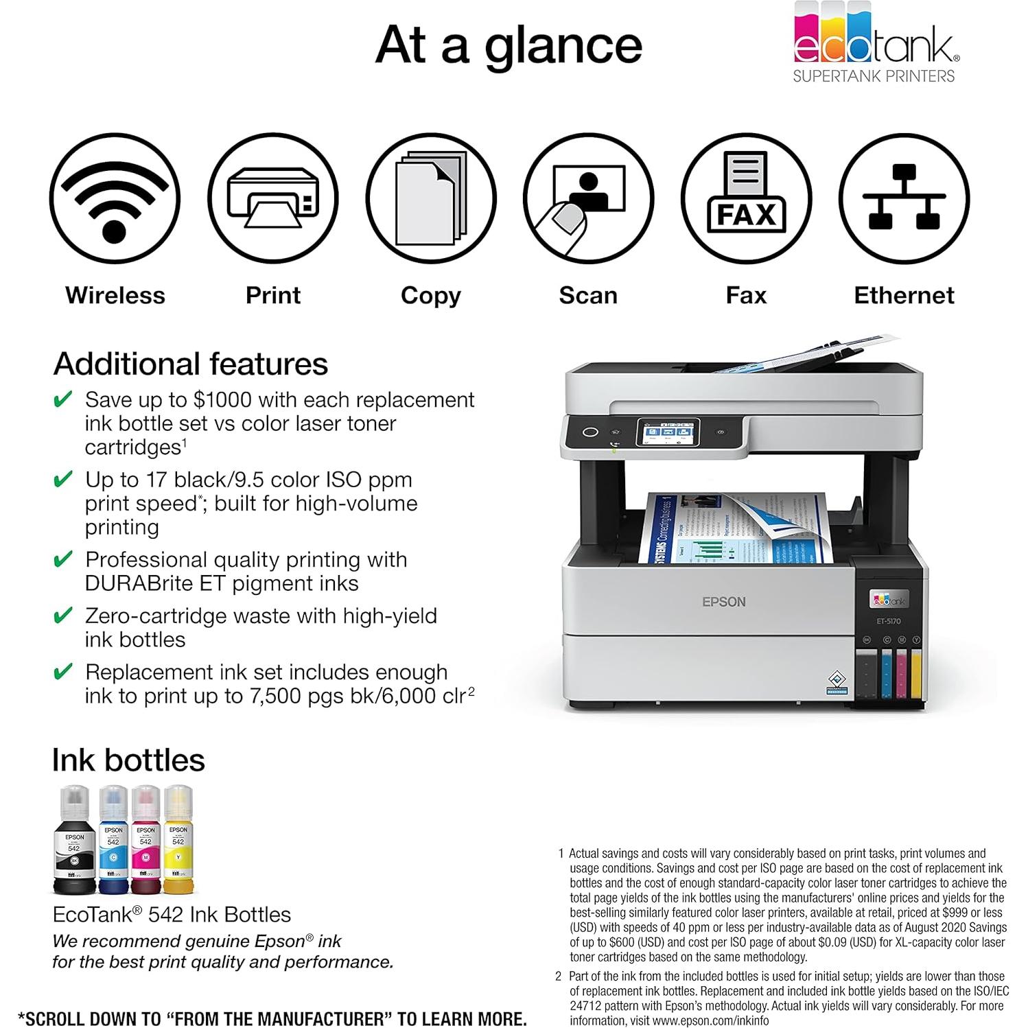 Impresora Epson EcoTank Pro ET-5170 Inalámbrica Todo-en-Uno