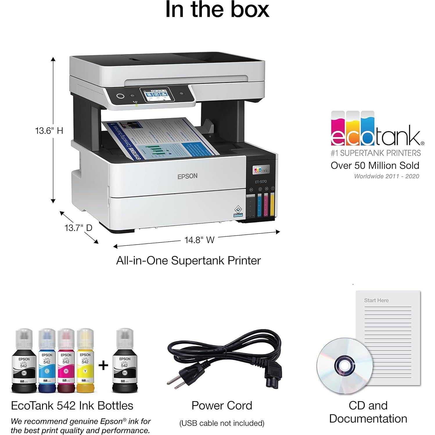 Impresora Epson EcoTank Pro ET-5170 Inalámbrica Todo-en-Uno