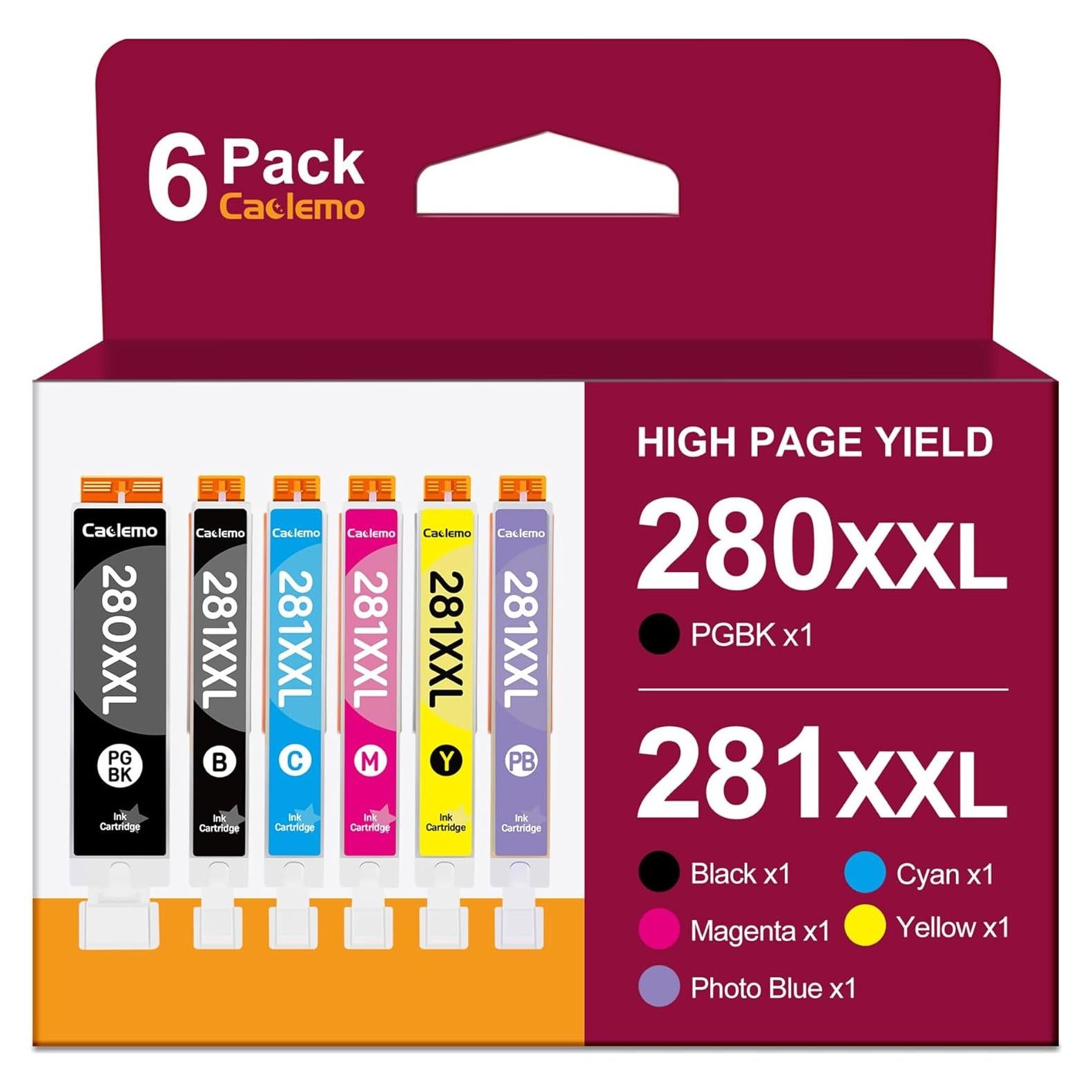 Cartuchos de Tinta Caclemo 280 y 281 XXL Paquete de 6