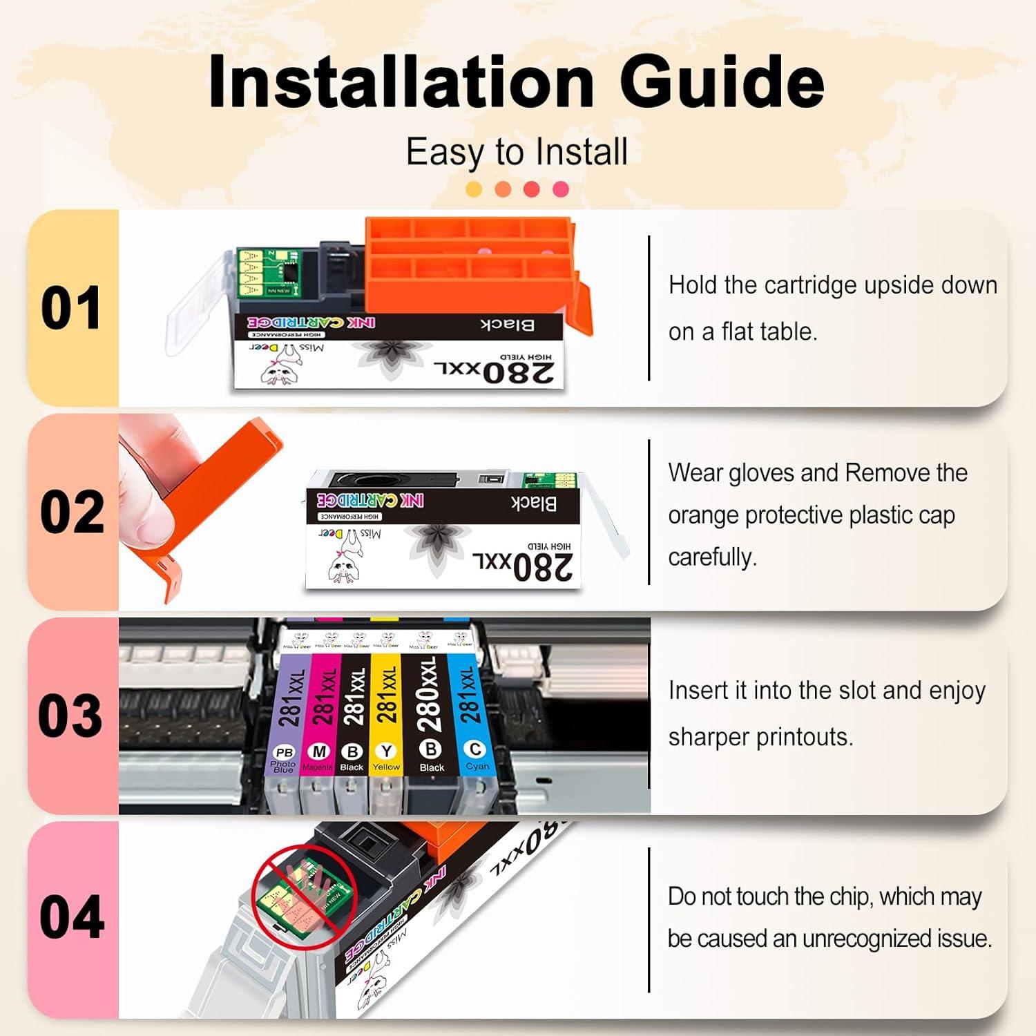 Cartuchos de Tinta MS DEER 280 281 Paquete de 15 para Canon