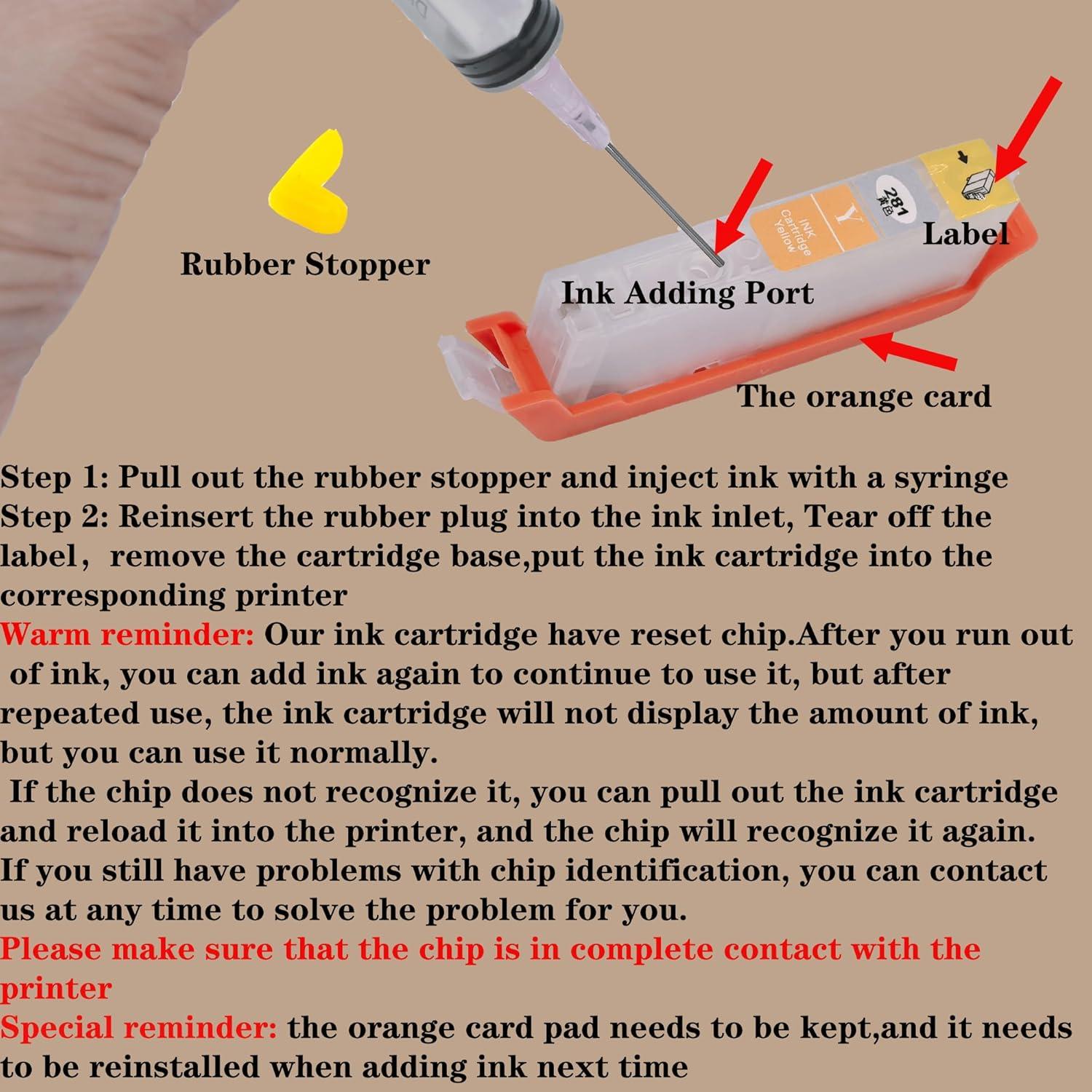 Cartuchos de tinta rellenables vacíos MeiZHoudy 280XXL 281XXL