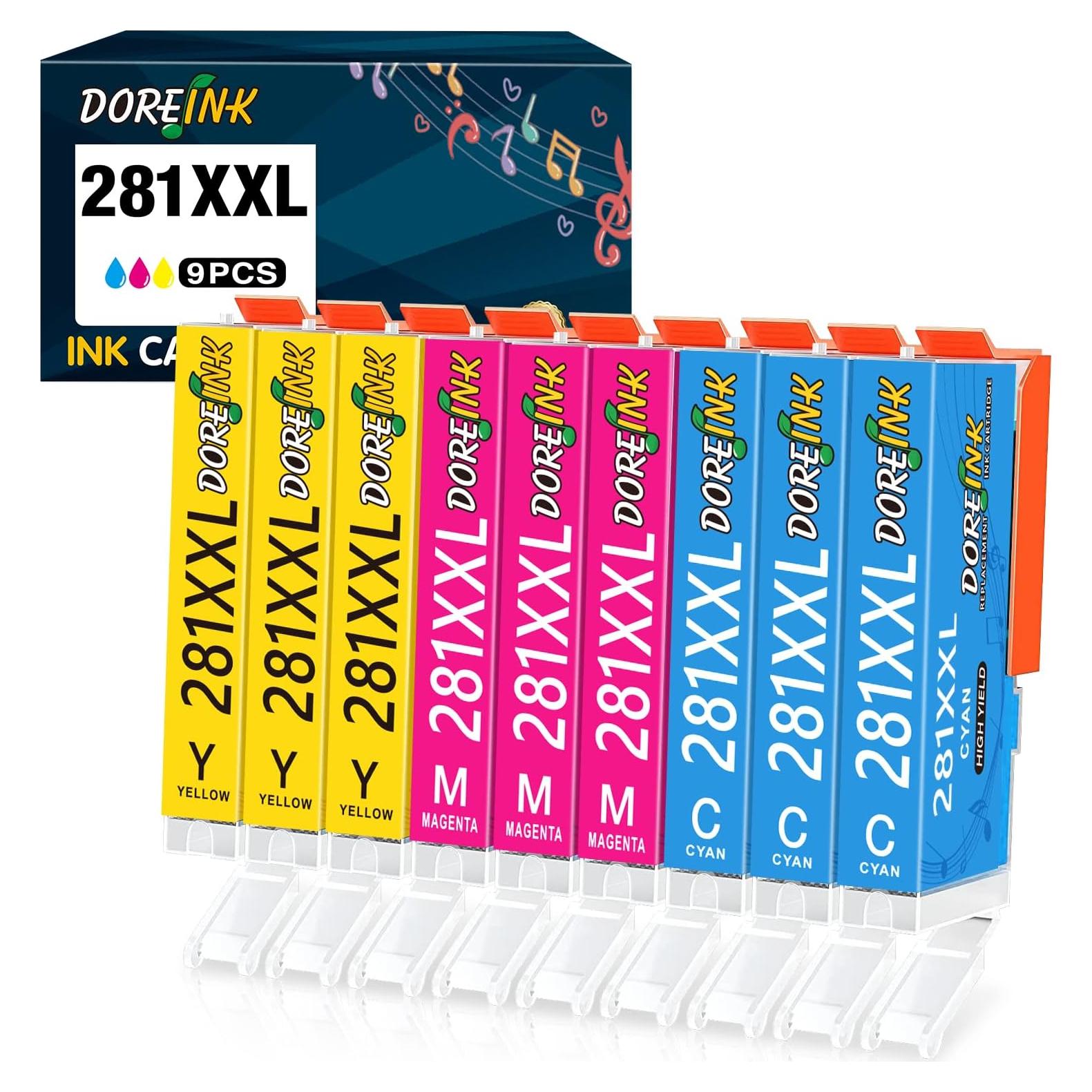 Paquete de 9 Cartuchos de Tinta DOREINK Compatible Canon 281
