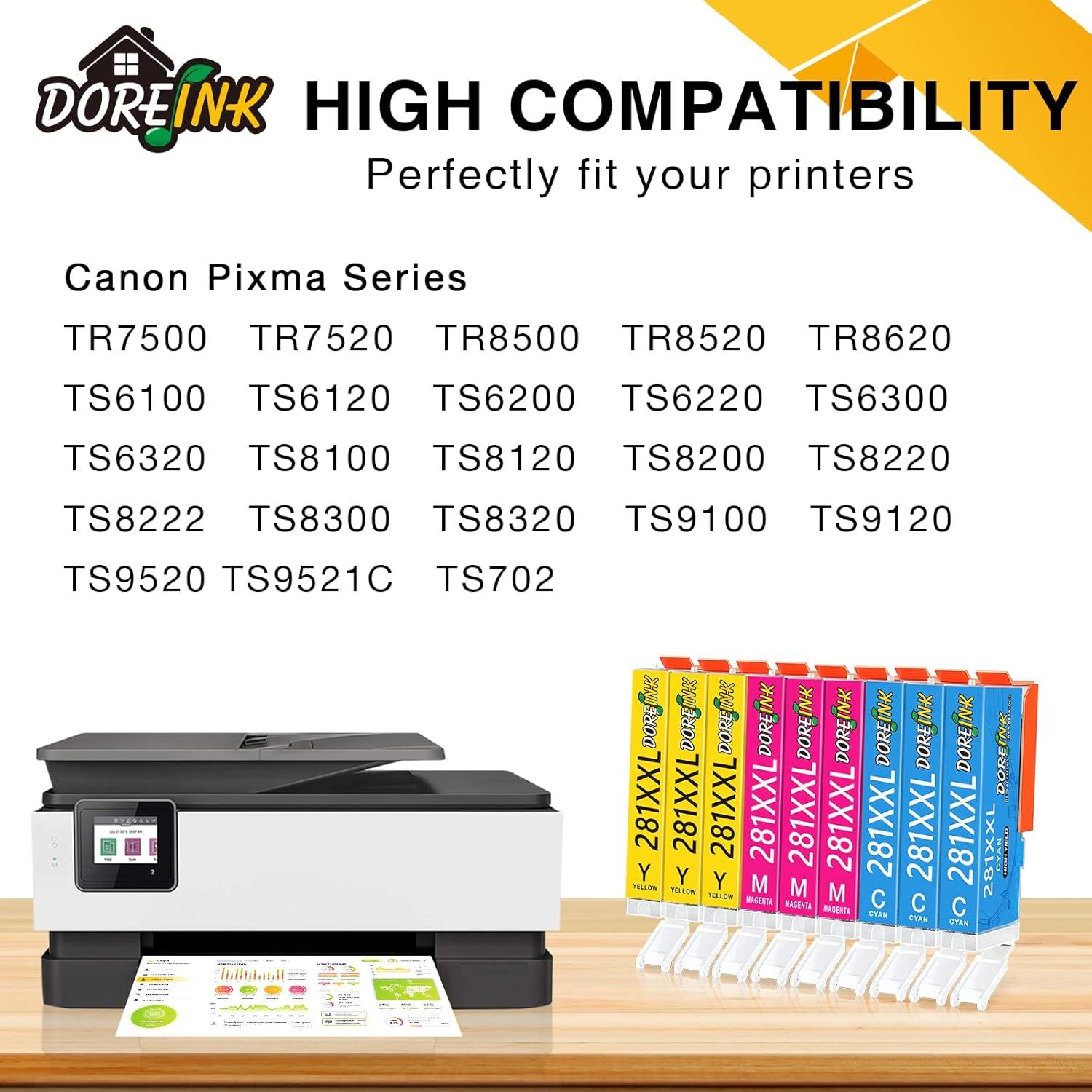 Paquete de 9 Cartuchos de Tinta DOREINK Compatible Canon 281