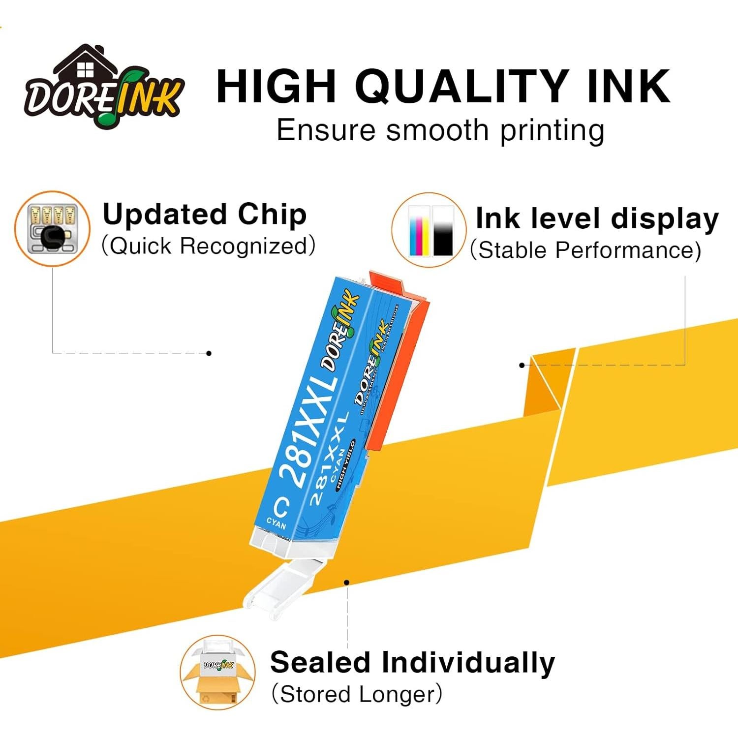 Paquete de 9 Cartuchos de Tinta DOREINK Compatible Canon 281