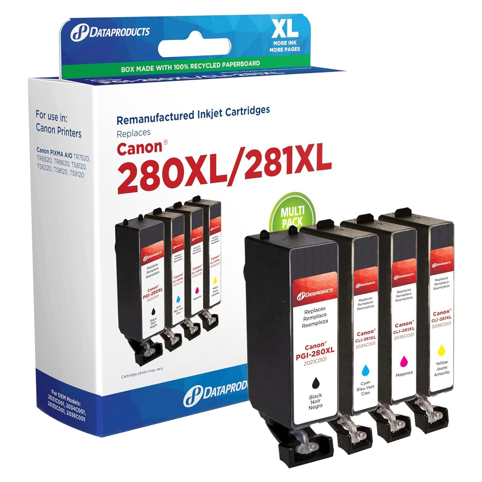 Cartuchos de tinta remanufacturados Dataproducts PGI-281XL CLI-281XL 4 colores