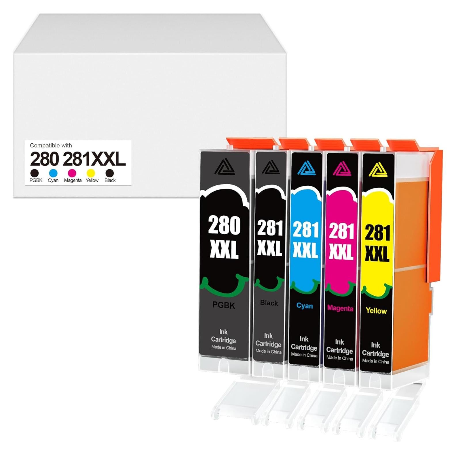 Cartuchos de Tinta Compatible Canon 280 281 PGI-280XXL CLI-281XXL (5 Paquetes)