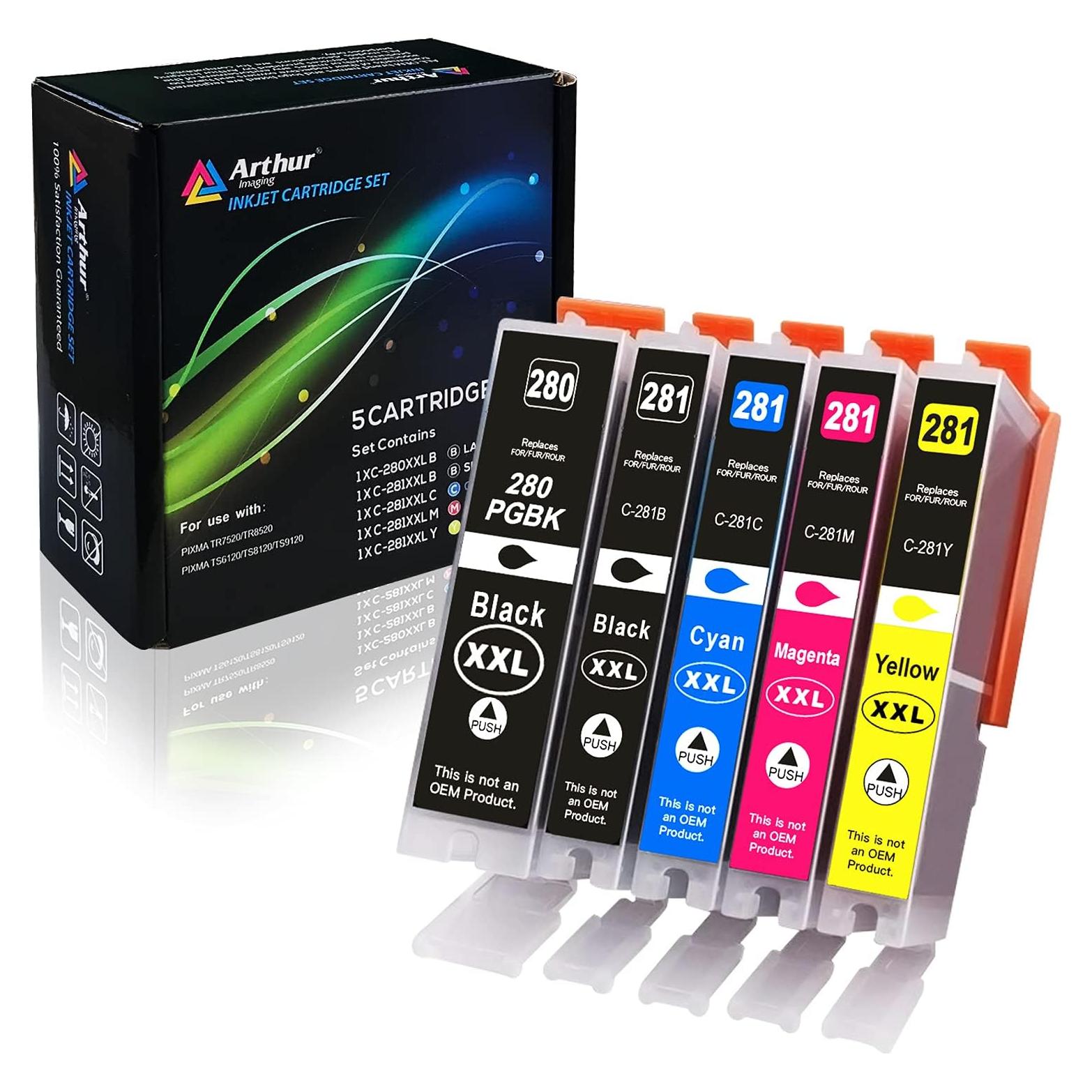 Cartuchos de tinta compatibles Arthur Imaging para Canon PGI-280XXL CLI-281XXL - Paquete de 5