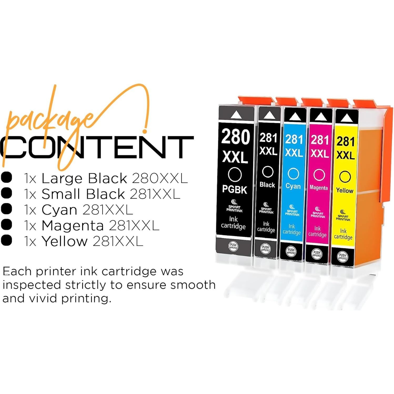 Cartuchos de Tinta Canon PGI-280 CLI-281 XXL 5 Piezas