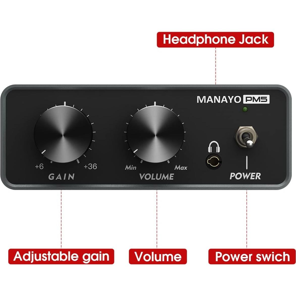 Preamplificador de Fonógrafo MANAYO PM5 con RCA y Auriculares